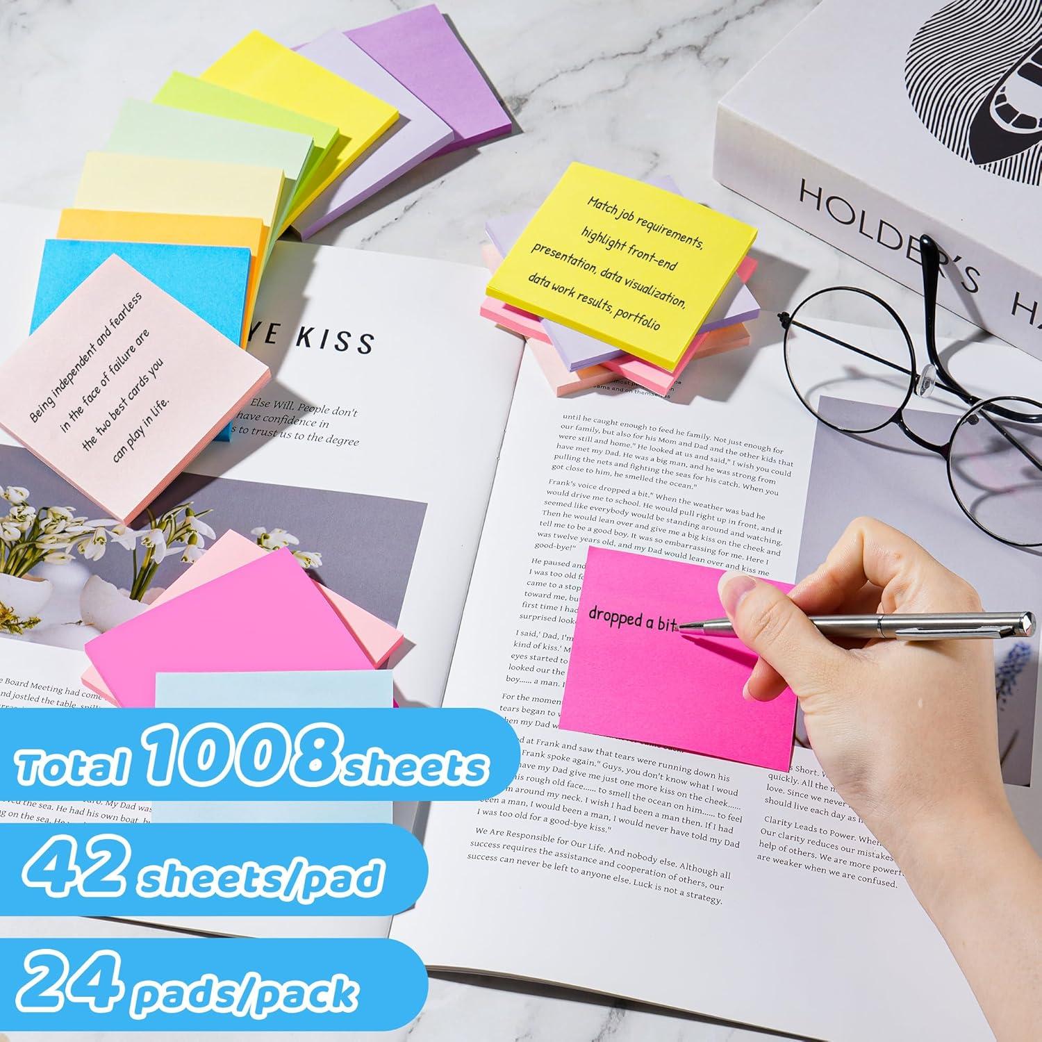 Notas Adhesivas VIPSTAR 3x3 cm 24 Pads 12 Colores Brillantes