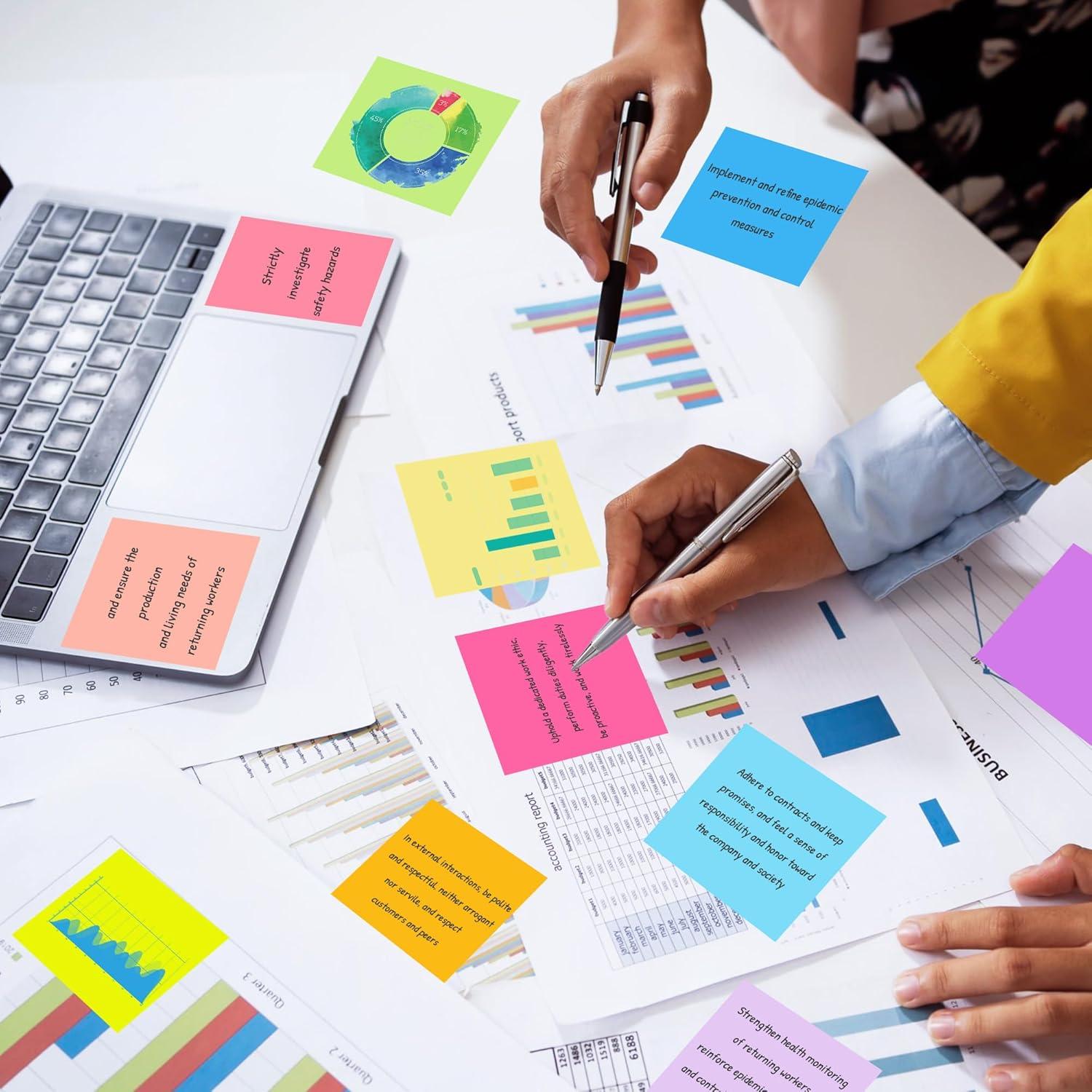 Notas Adhesivas VIPSTAR 3x3 cm 24 Pads 12 Colores Brillantes