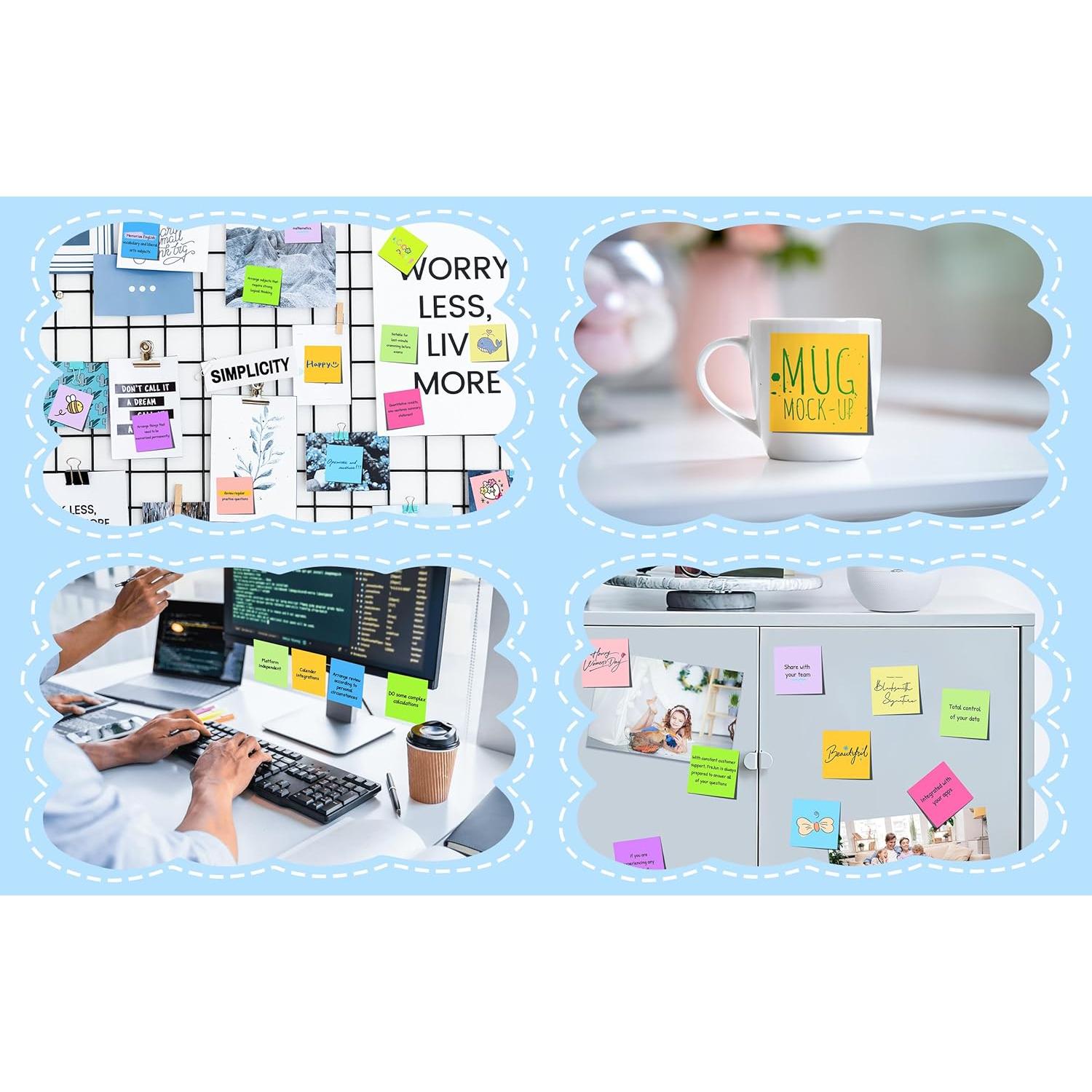 Notas Adhesivas VIPSTAR 3x3 cm 24 Pads 12 Colores Brillantes