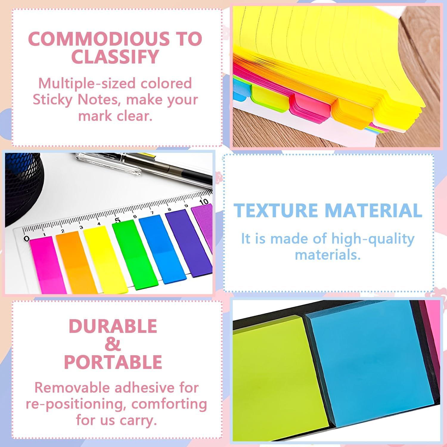 Juego de Notas Adhesivas 710pcs JIURUN Multicolor y Organizador