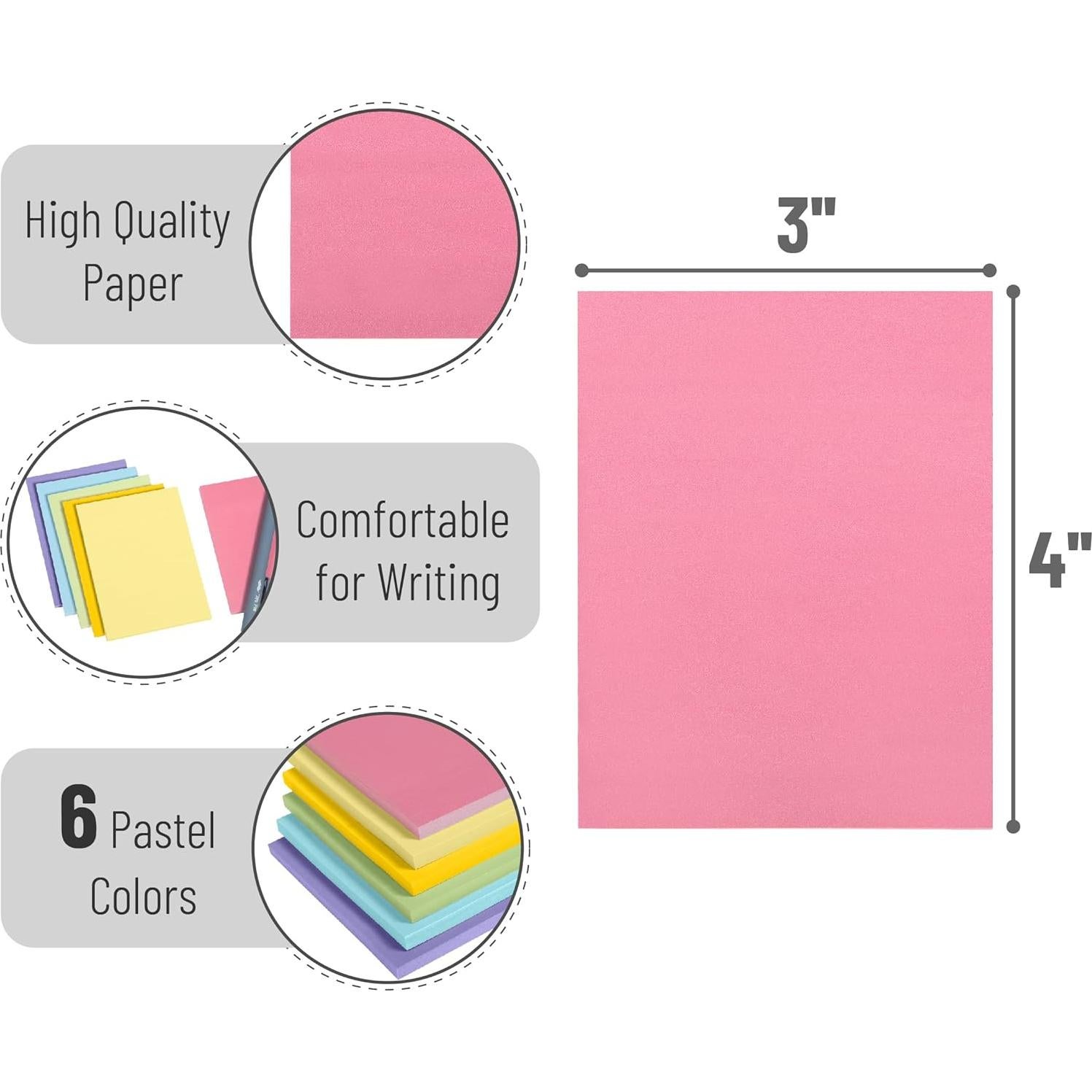 Notas Adhesivas Mr. Pen 7.62x10.16 cm Pastel 6 Blocs