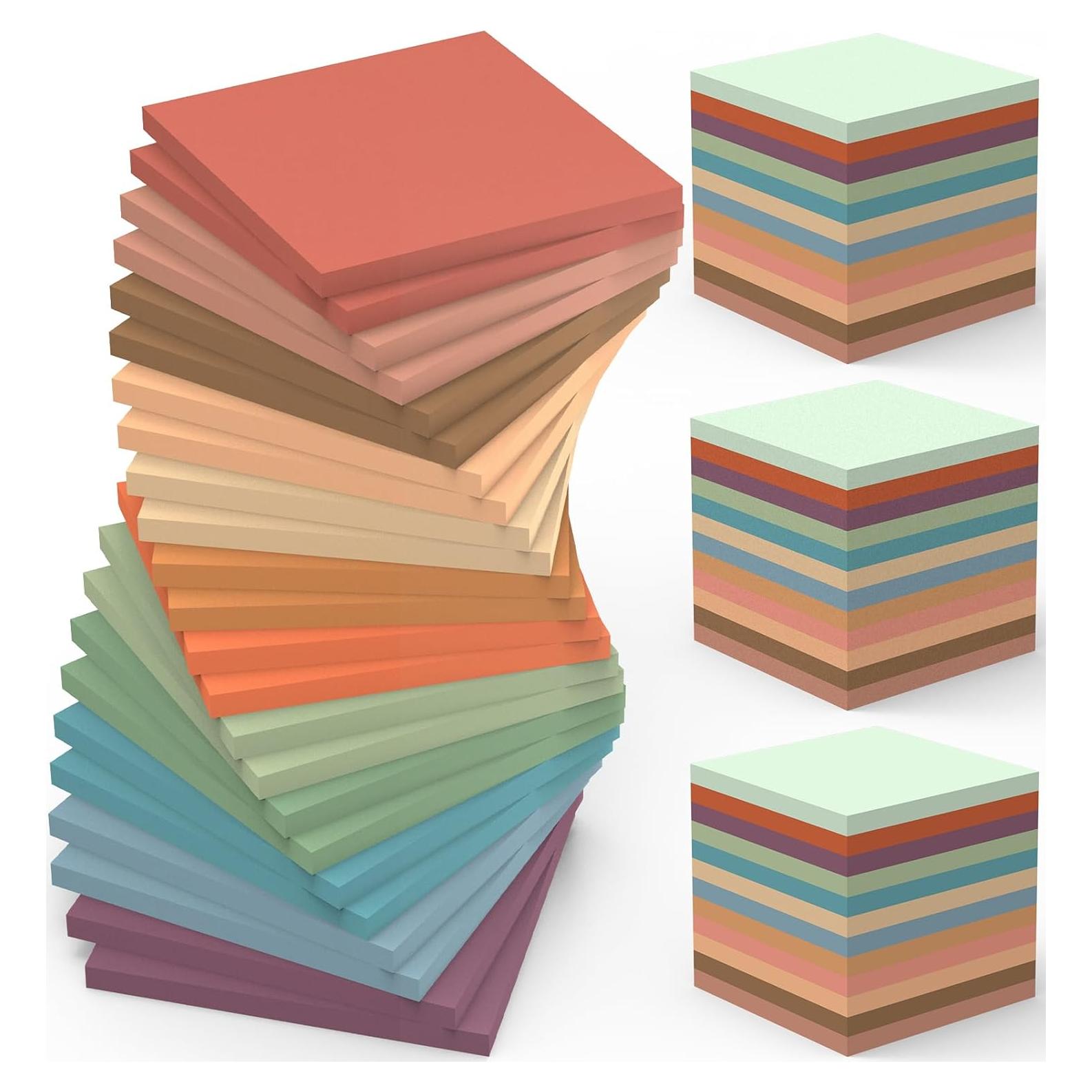 Paquete de 60 Notas Adhesivas Vintage 3x3 Oleitodh 12 Colores