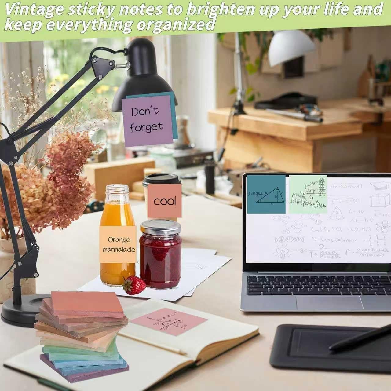 Paquete de 60 Notas Adhesivas Vintage 3x3 Oleitodh 12 Colores