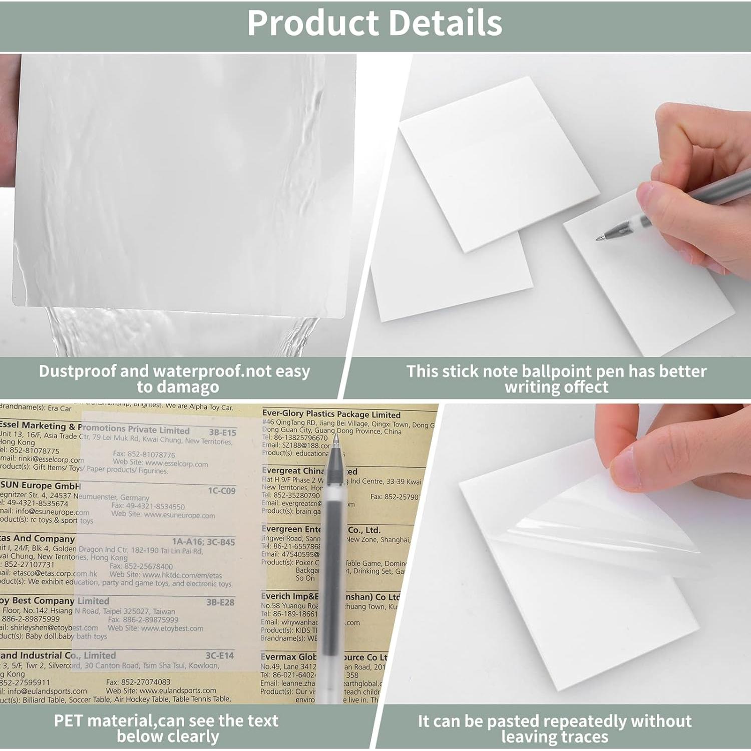 Notas Adhesivas Transparentes Abeillo - 150 Hojas, 3 Tamaños