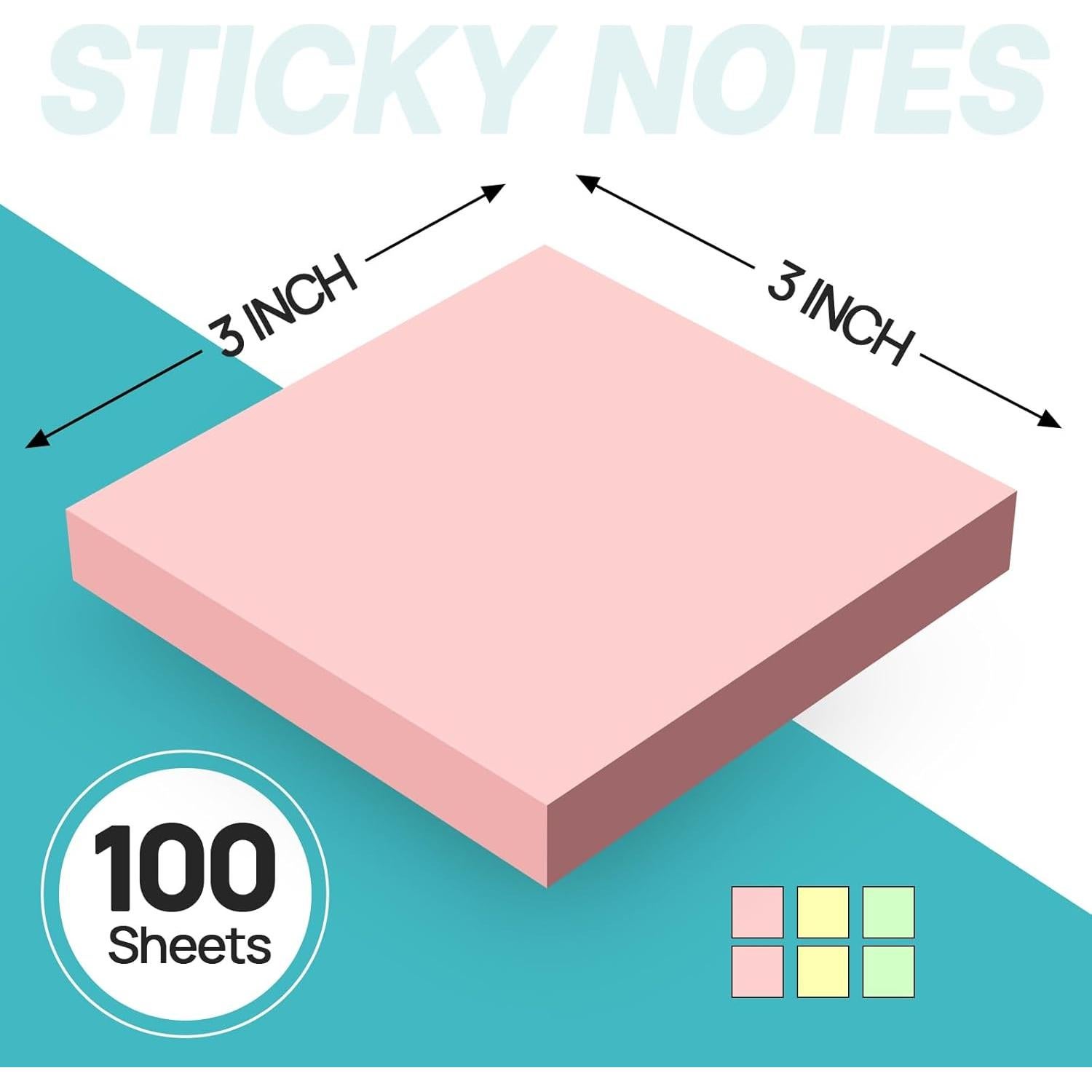 Notas Adhesivas 7.6x7.6 cm imoon - 6 Blocs Pastel 100 Hojas