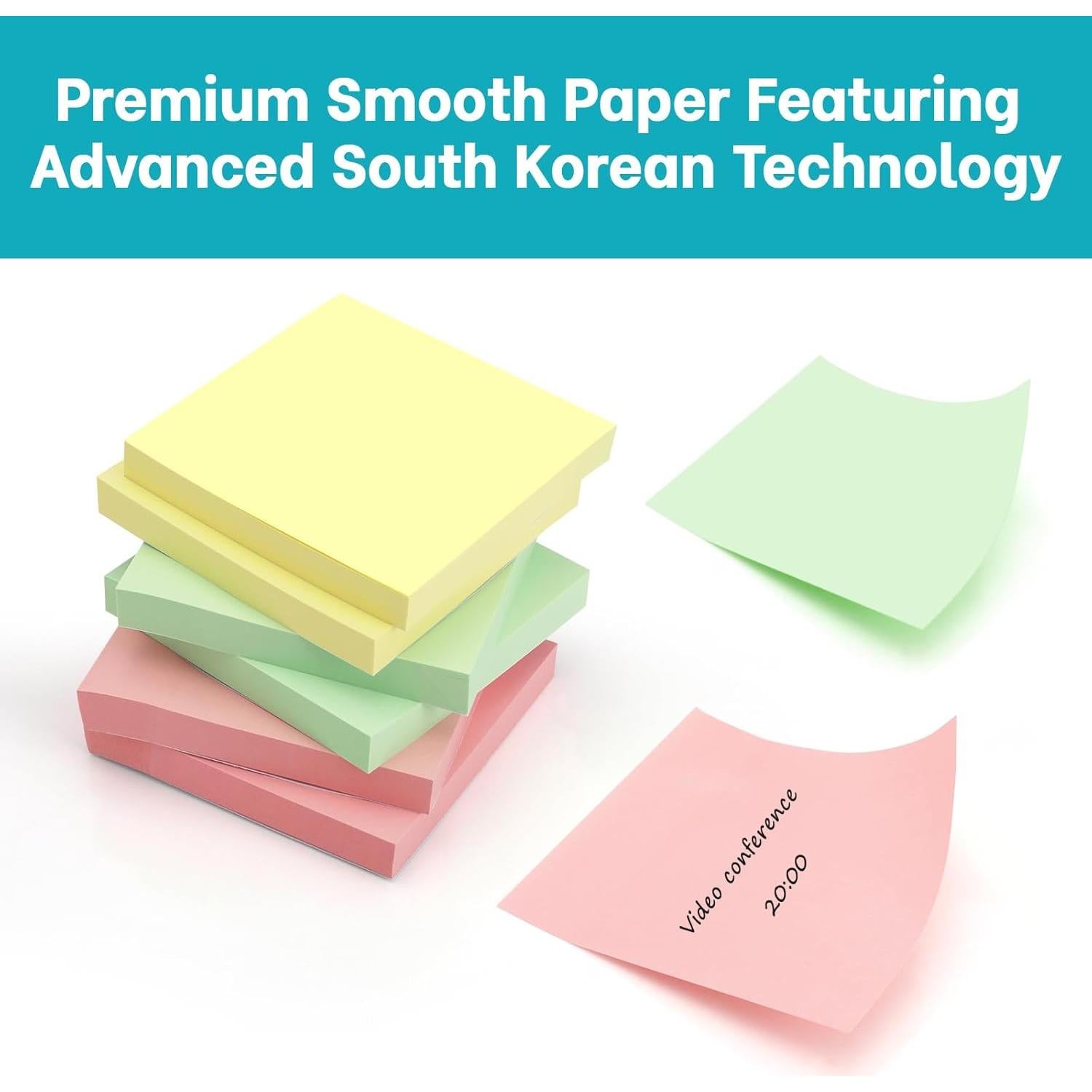 Notas Adhesivas 7.6x7.6 cm imoon - 6 Blocs Pastel 100 Hojas