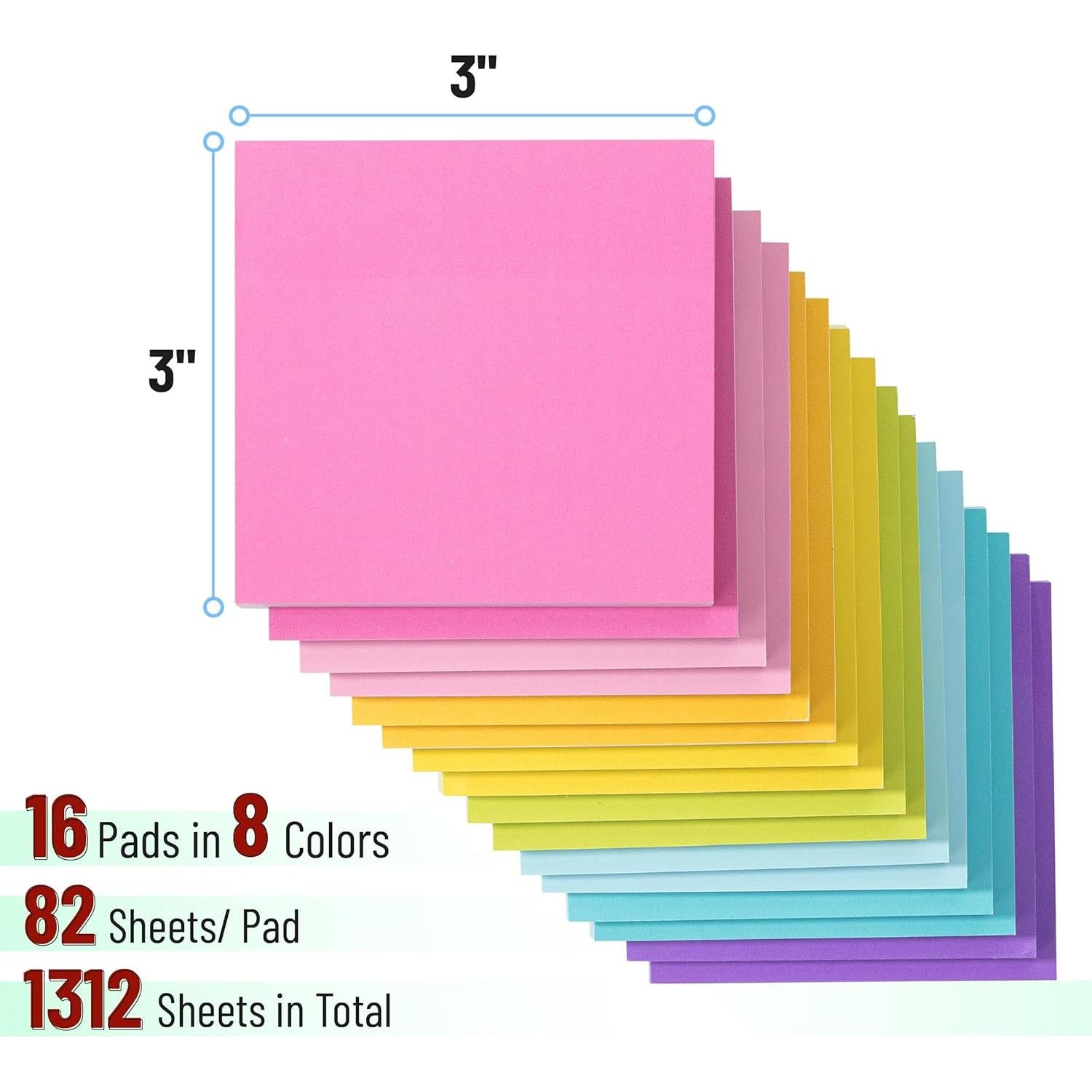 Notas Adhesivas Mr. Pen, 16 Blocs, 1300 Hojas Coloridas
