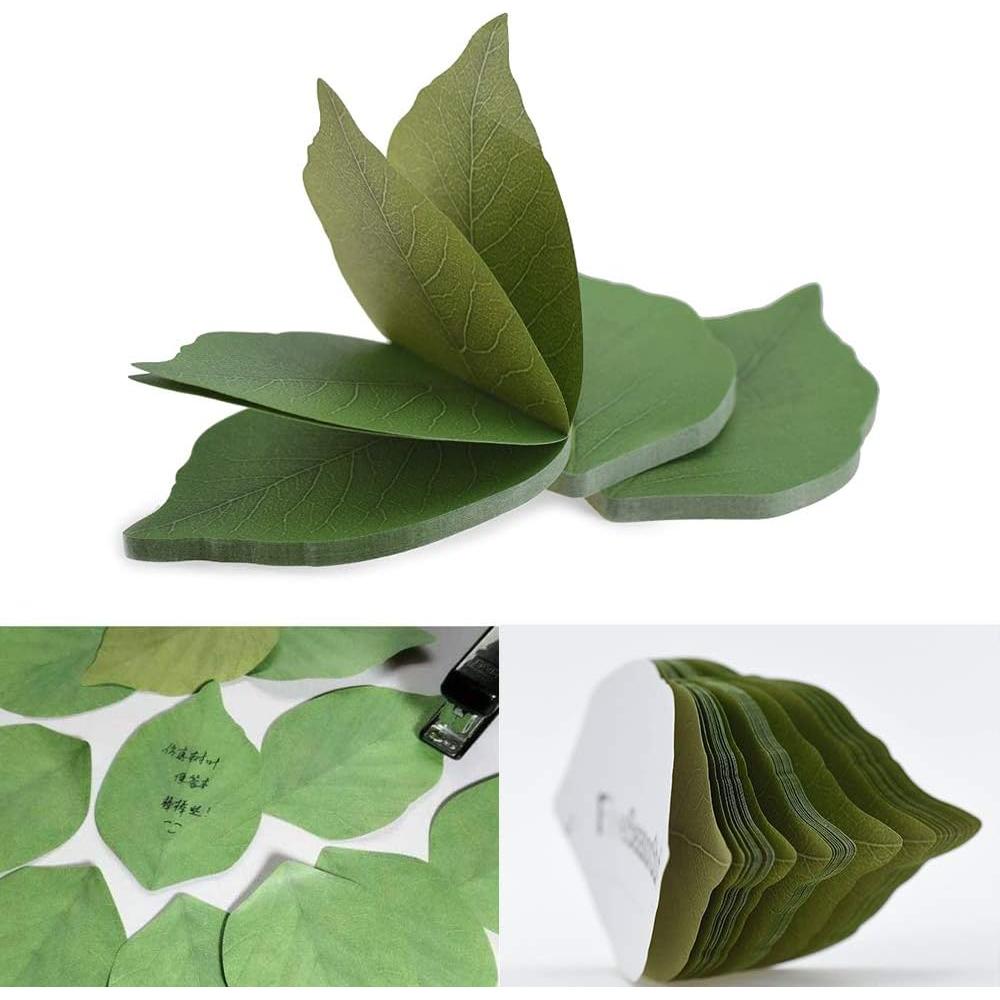 5 Paquetes de Notas Adhesivas Hoja Verde Tuklye 9.5x6.2cm
