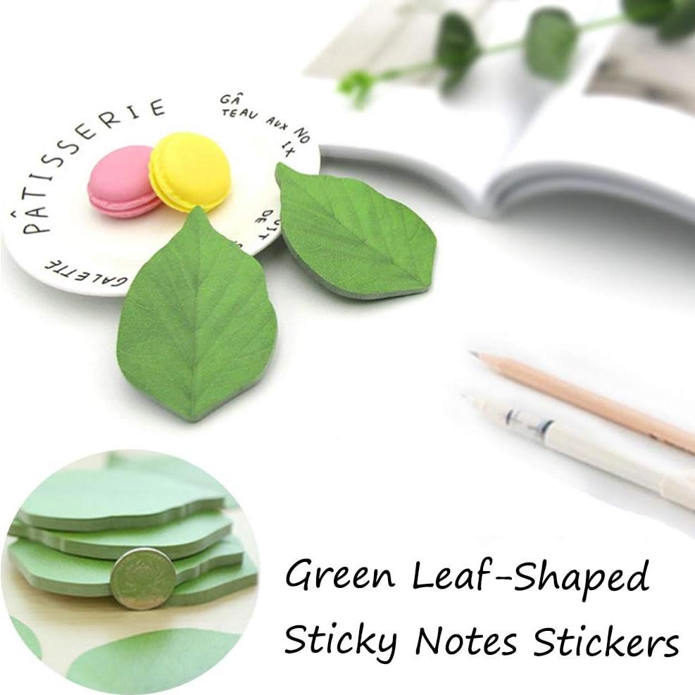 5 Paquetes de Notas Adhesivas Hoja Verde Tuklye 9.5x6.2cm