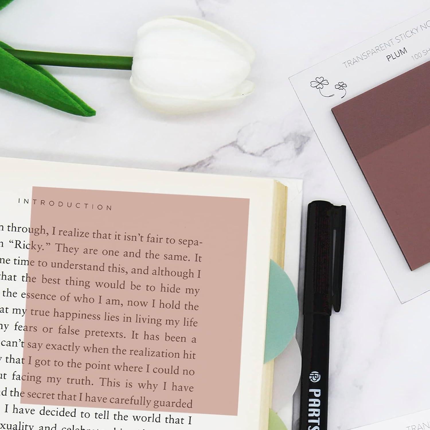 Notas Adhesivas Transparentes PARTSPOWER 100 Hojas 7.62 cm Ciruela