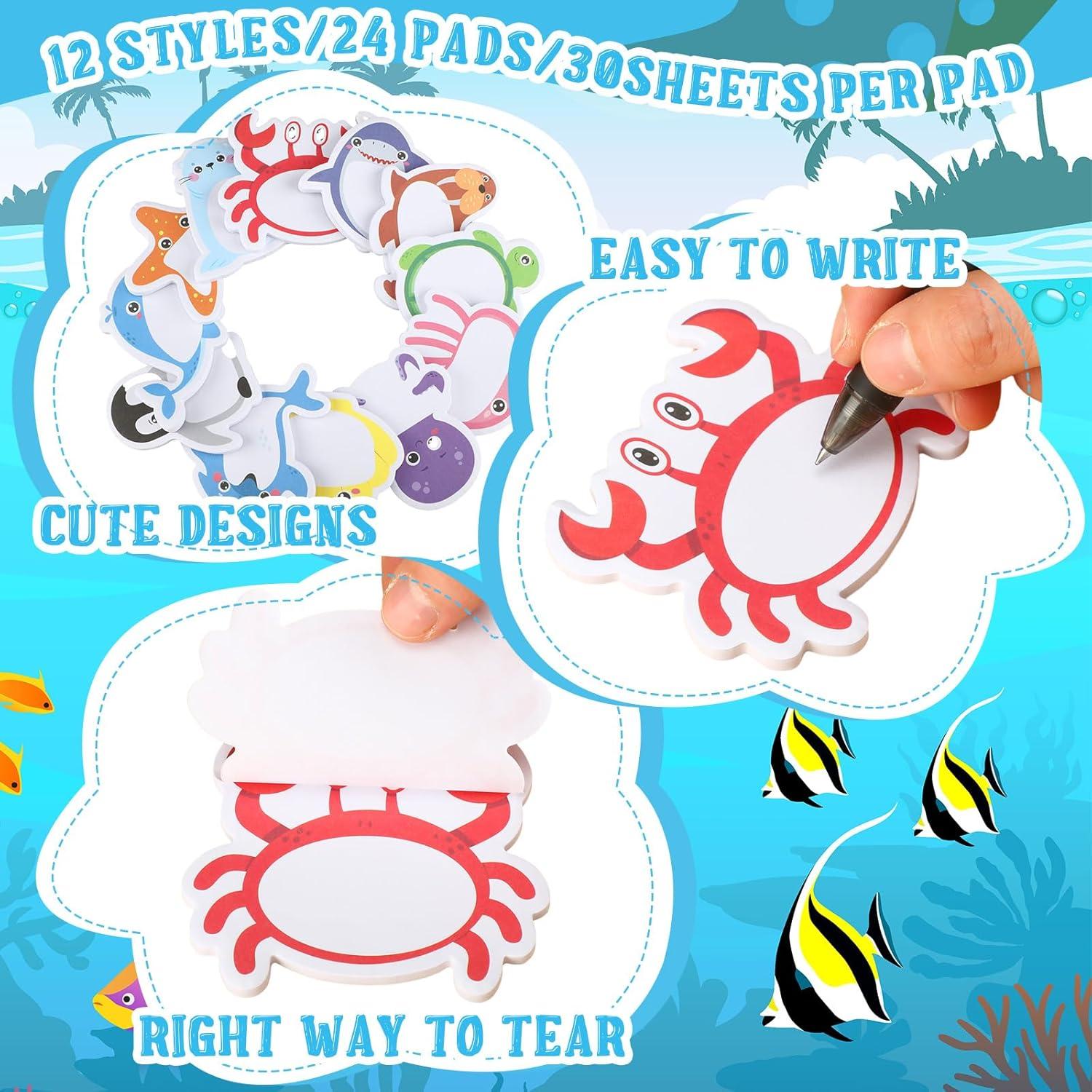 Notas Adhesivas Yinder Kawaii Animales del Océano 24 Pads