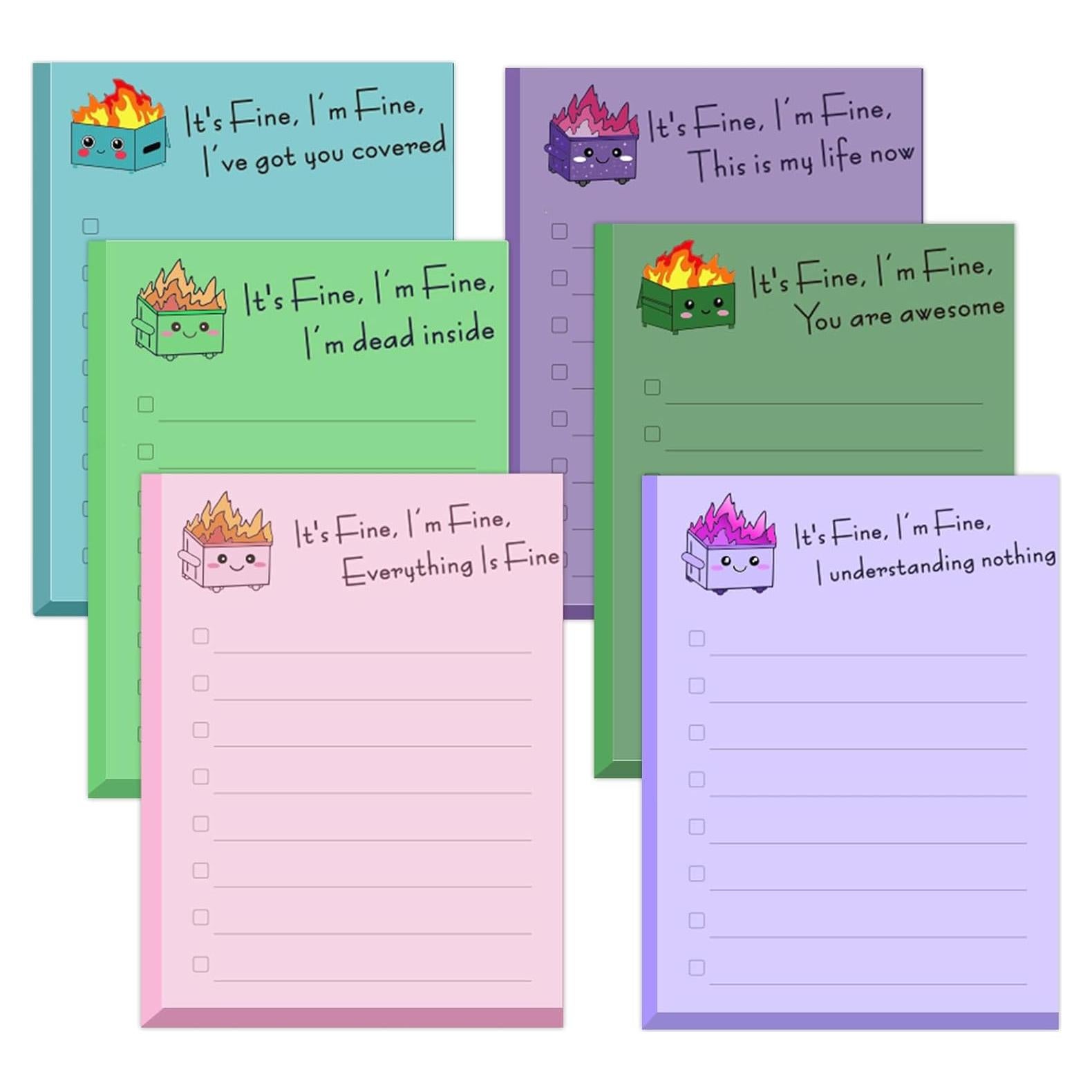 Notas Adhesivas Divertidas AsDream Fuego en Basurero 12 Piezas