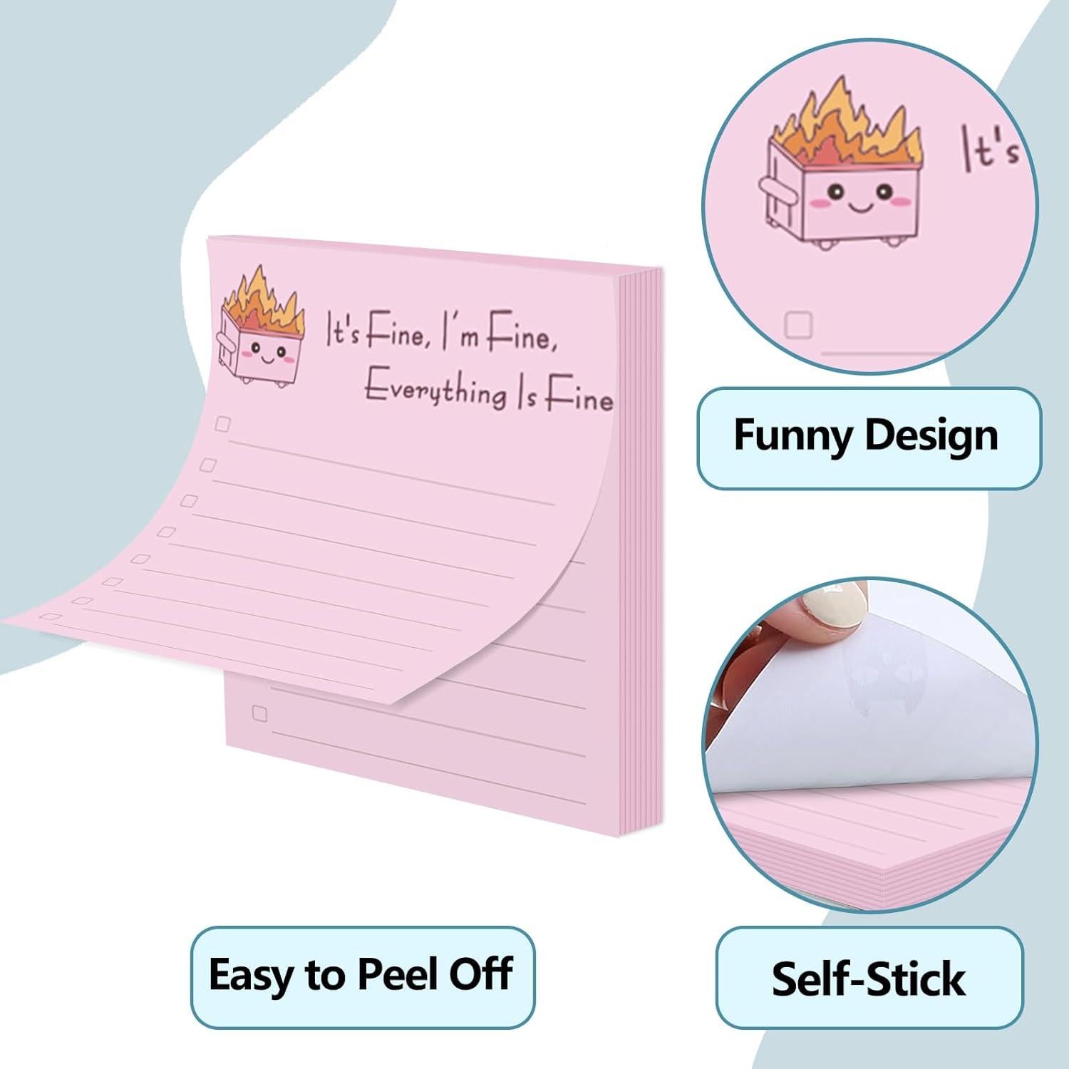 Notas Adhesivas Divertidas AsDream Fuego en Basurero 12 Piezas