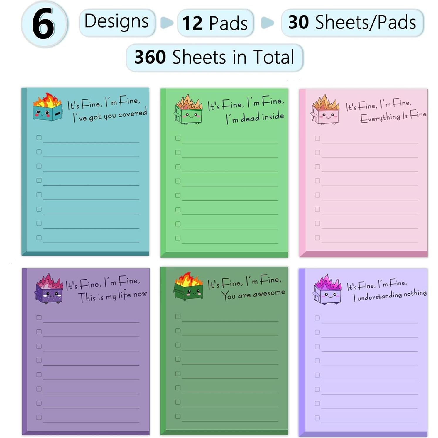 Notas Adhesivas Divertidas AsDream Fuego en Basurero 12 Piezas