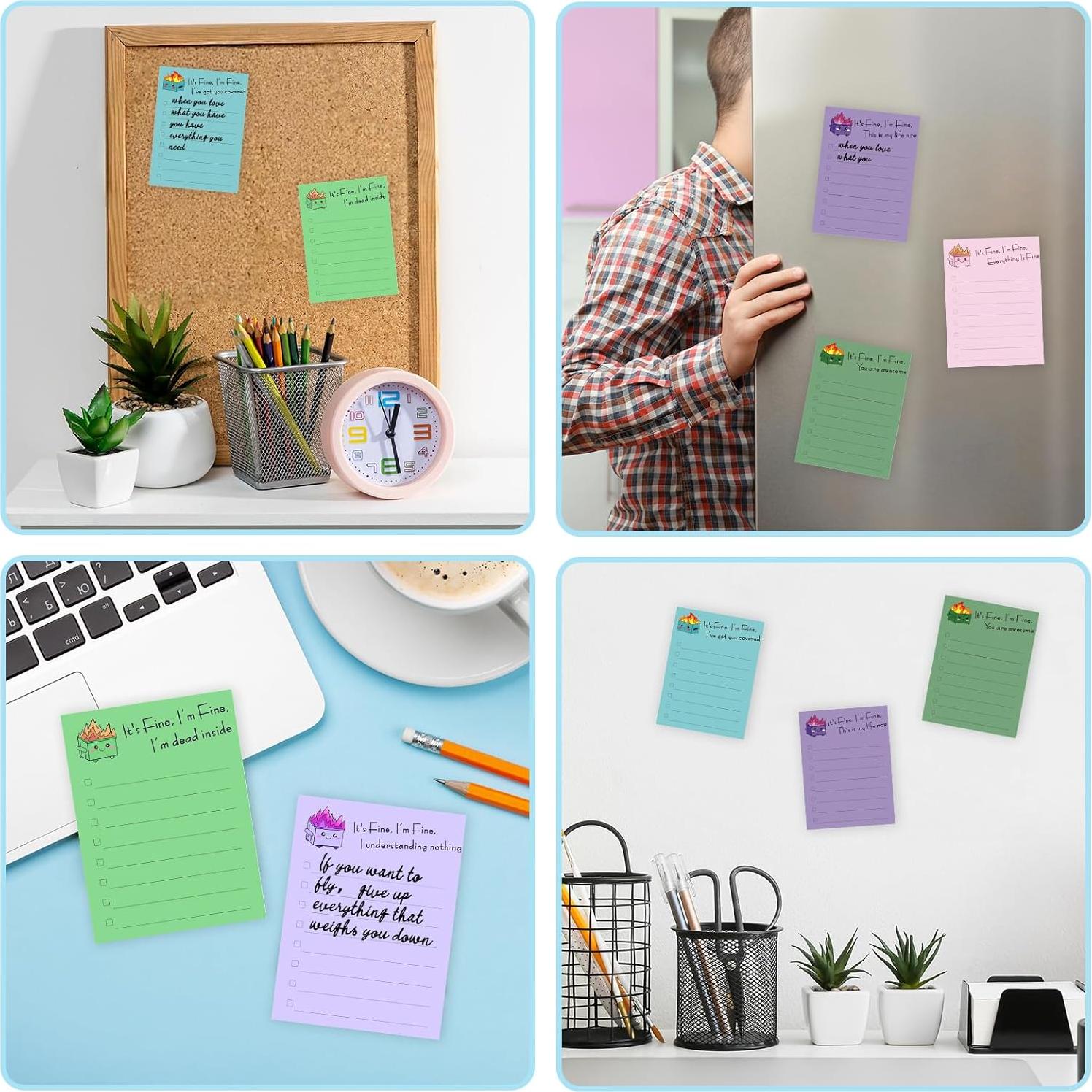 Notas Adhesivas Divertidas AsDream Fuego en Basurero 12 Piezas