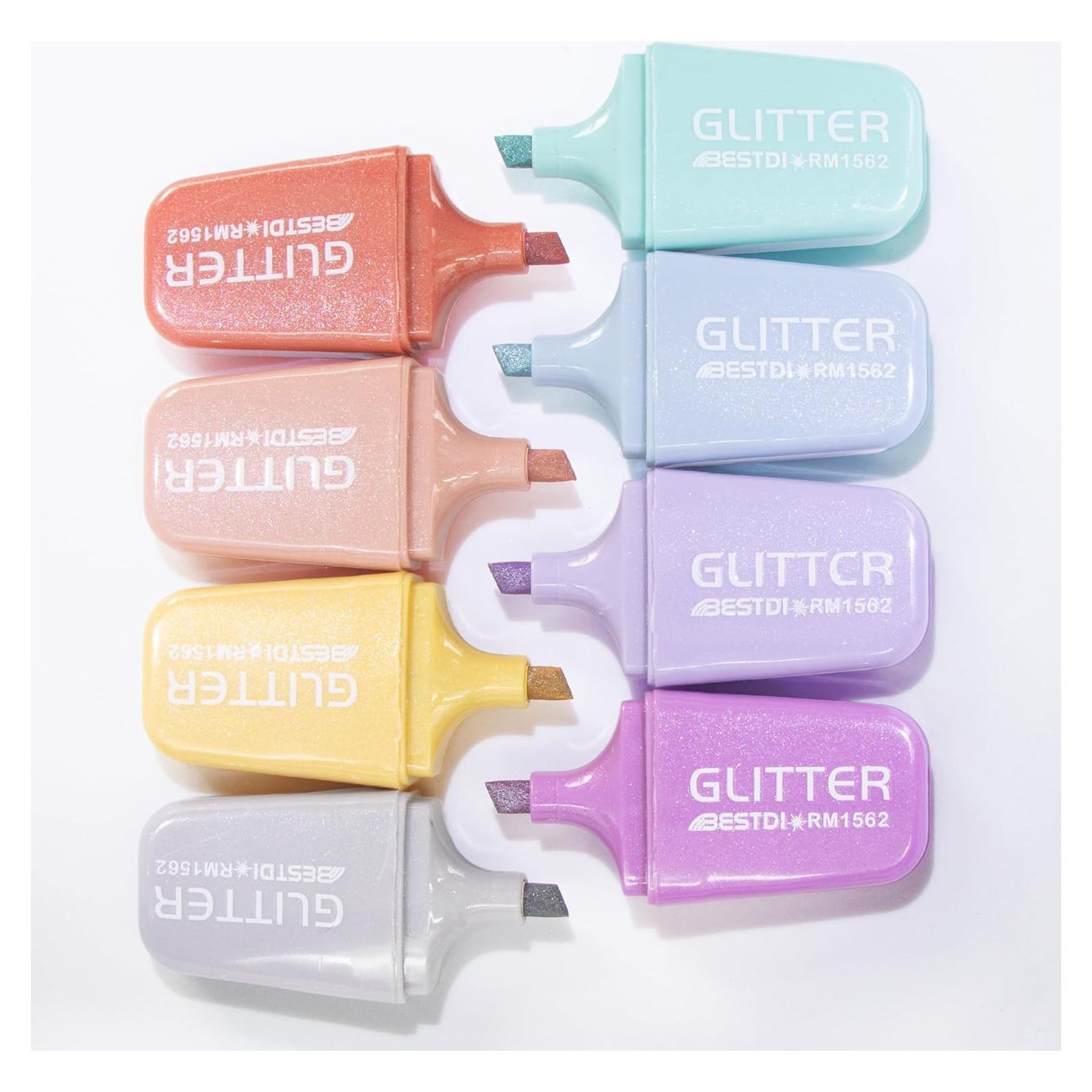 8 Resaltadores Brillantes Mini BONACE Punta Cincel Secado Rápido