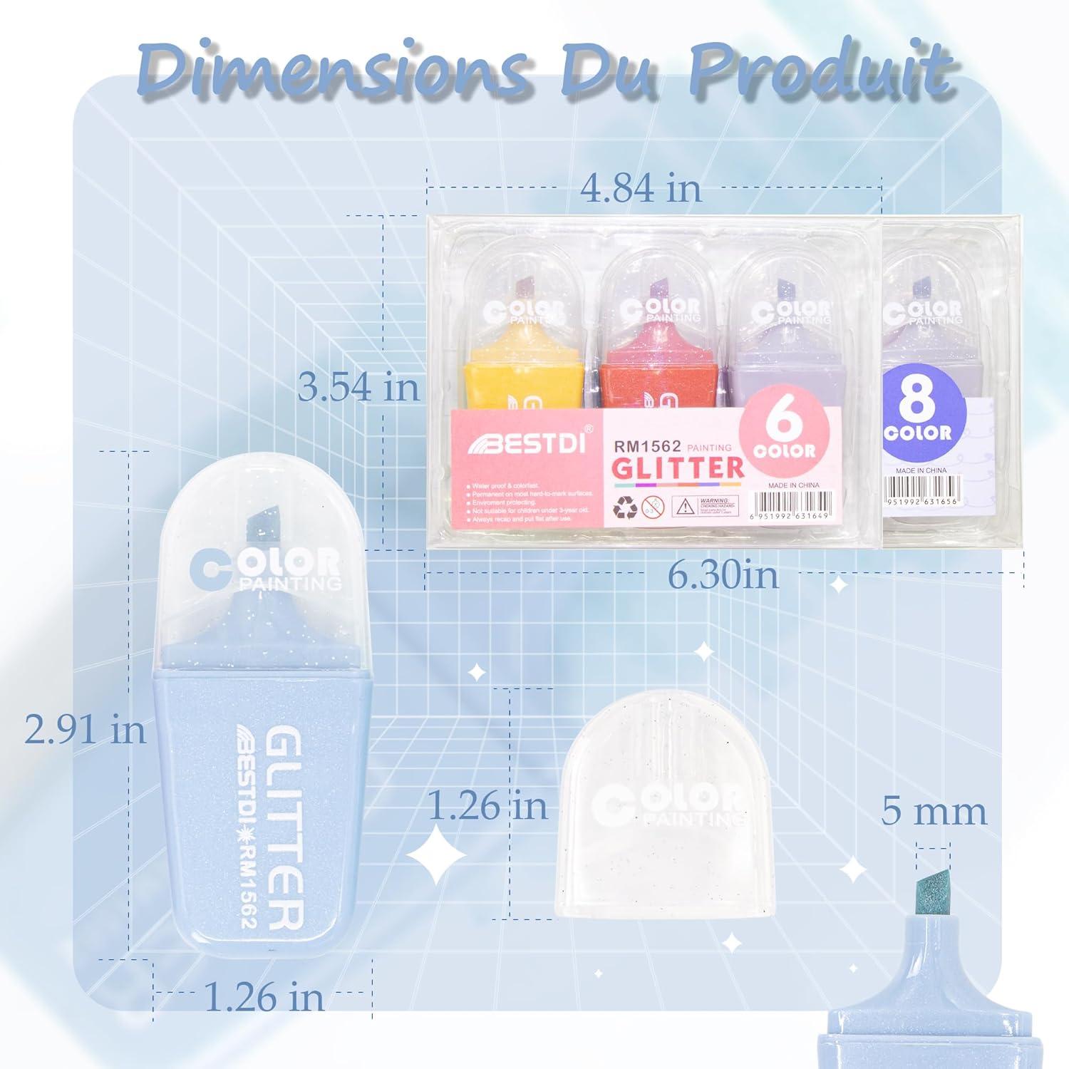 8 Resaltadores Brillantes Mini BONACE Punta Cincel Secado Rápido