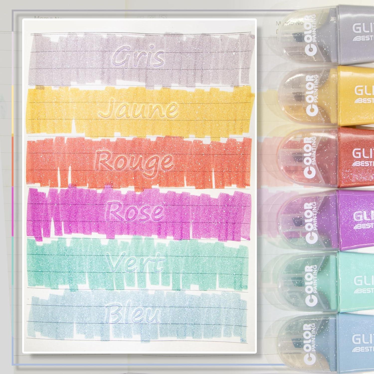 8 Resaltadores Brillantes Mini BONACE Punta Cincel Secado Rápido