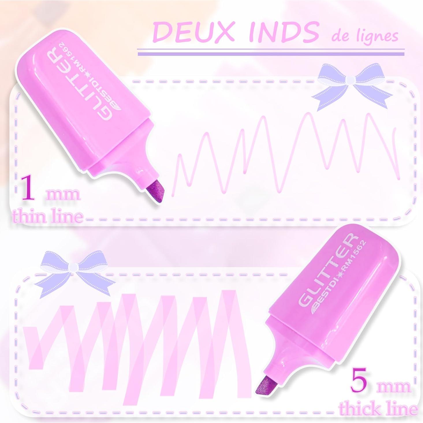 8 Resaltadores Brillantes Mini BONACE Punta Cincel Secado Rápido