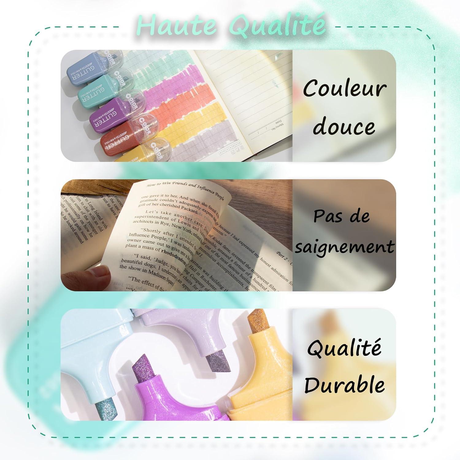 8 Resaltadores Brillantes Mini BONACE Punta Cincel Secado Rápido