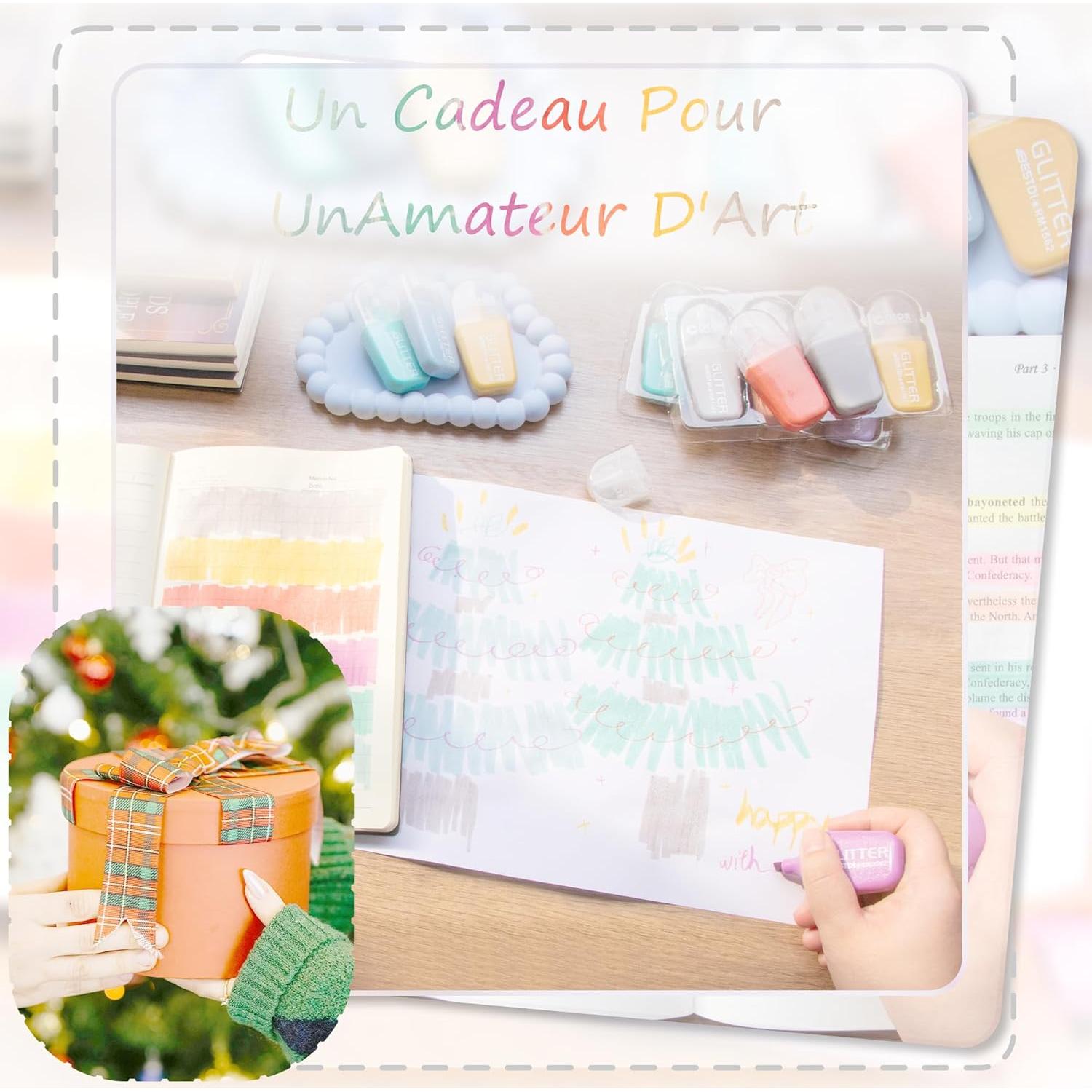 8 Resaltadores Brillantes Mini BONACE Punta Cincel Secado Rápido