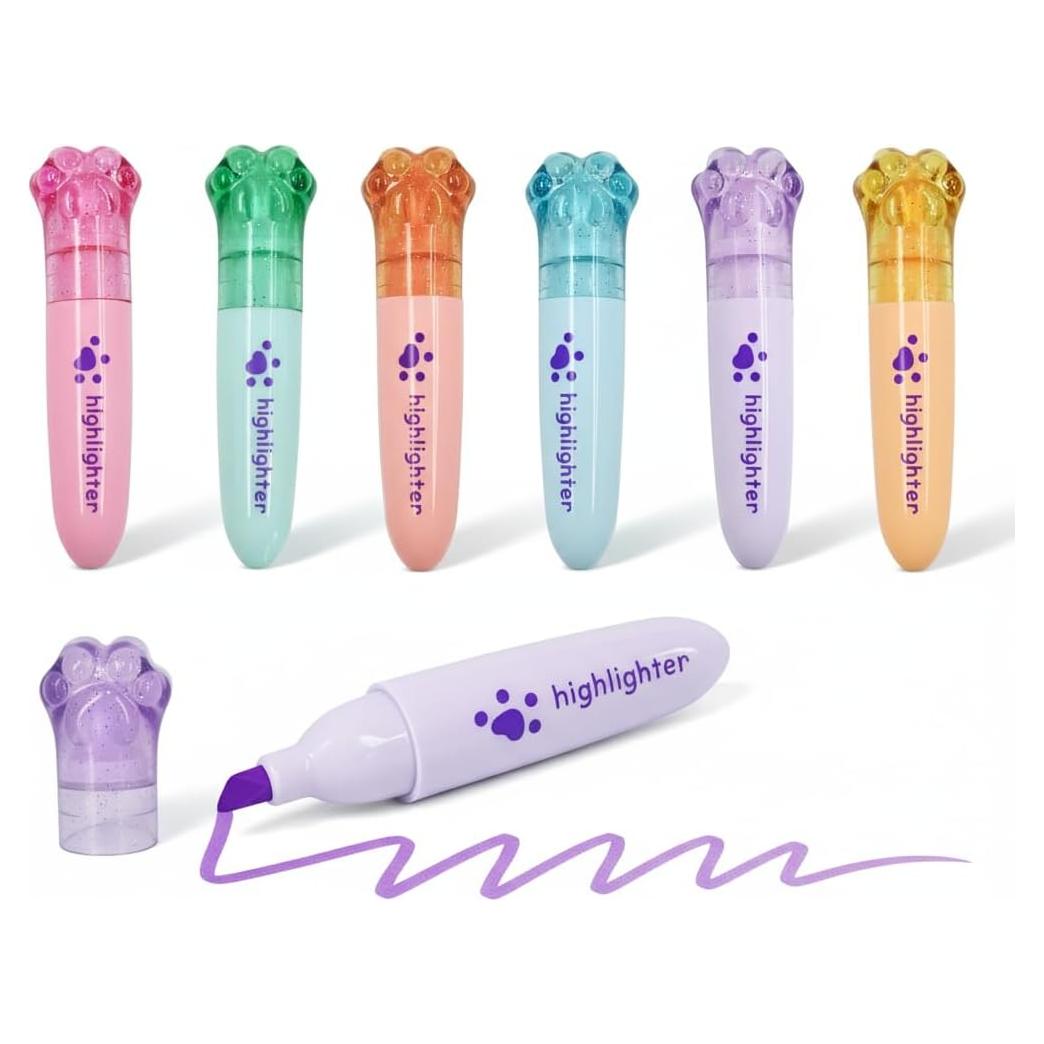 Set de 6 Mini Resaltadores Kawaii IEFFPIN Multicolor