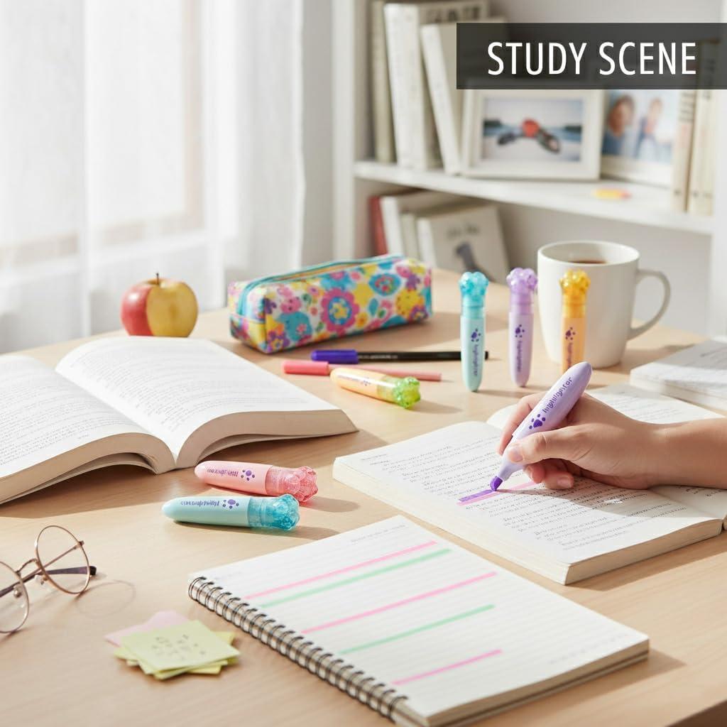 Set de 6 Mini Resaltadores Kawaii IEFFPIN Multicolor