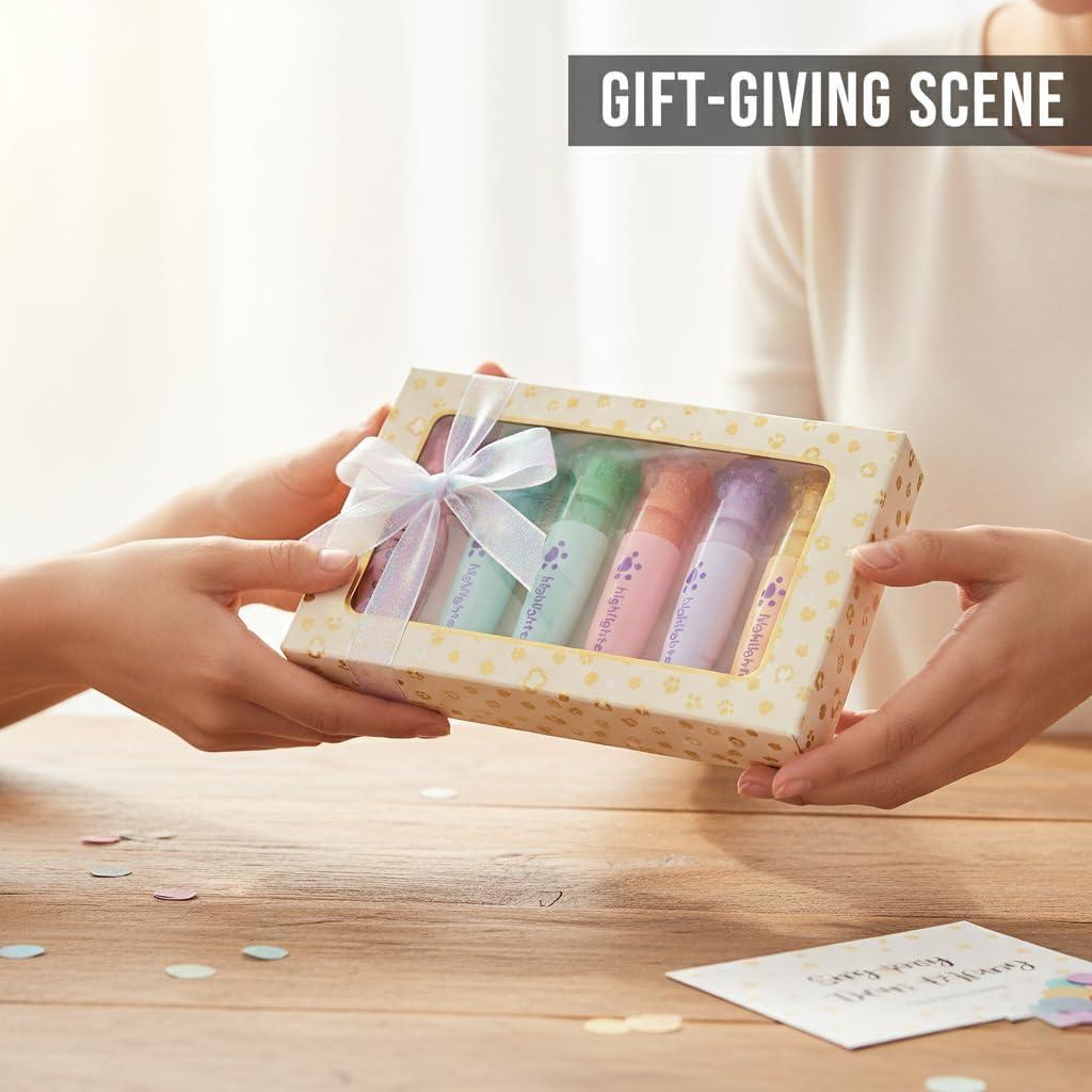 Set de 6 Mini Resaltadores Kawaii IEFFPIN Multicolor