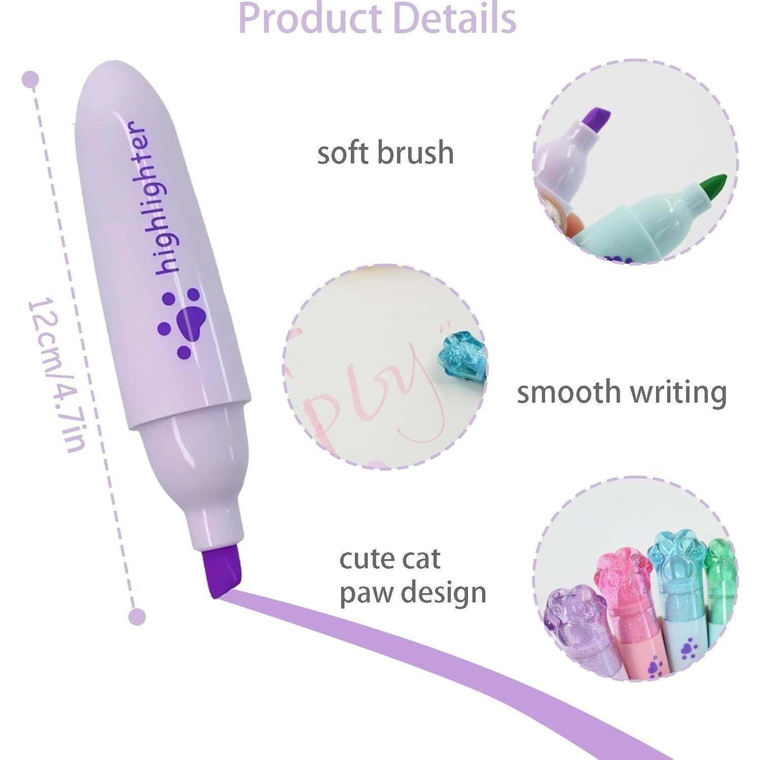 Set de 6 Mini Resaltadores Kawaii IEFFPIN Multicolor