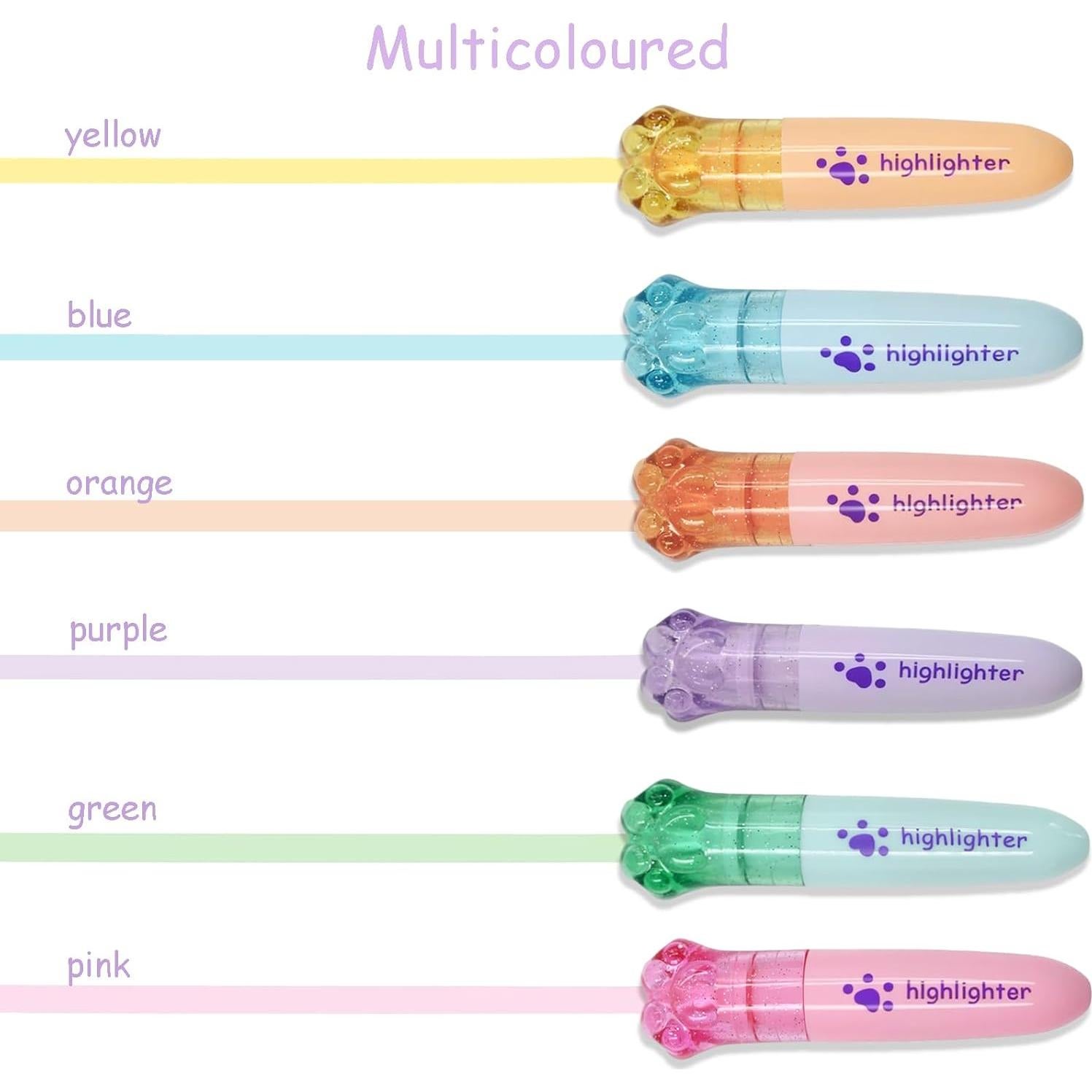 Set de 6 Mini Resaltadores Kawaii IEFFPIN Multicolor