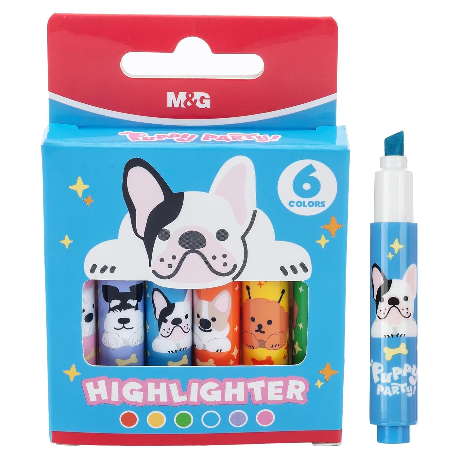 Mini Marcadores Fluorescentes M&G - Paquete de 6 Colores Chisel