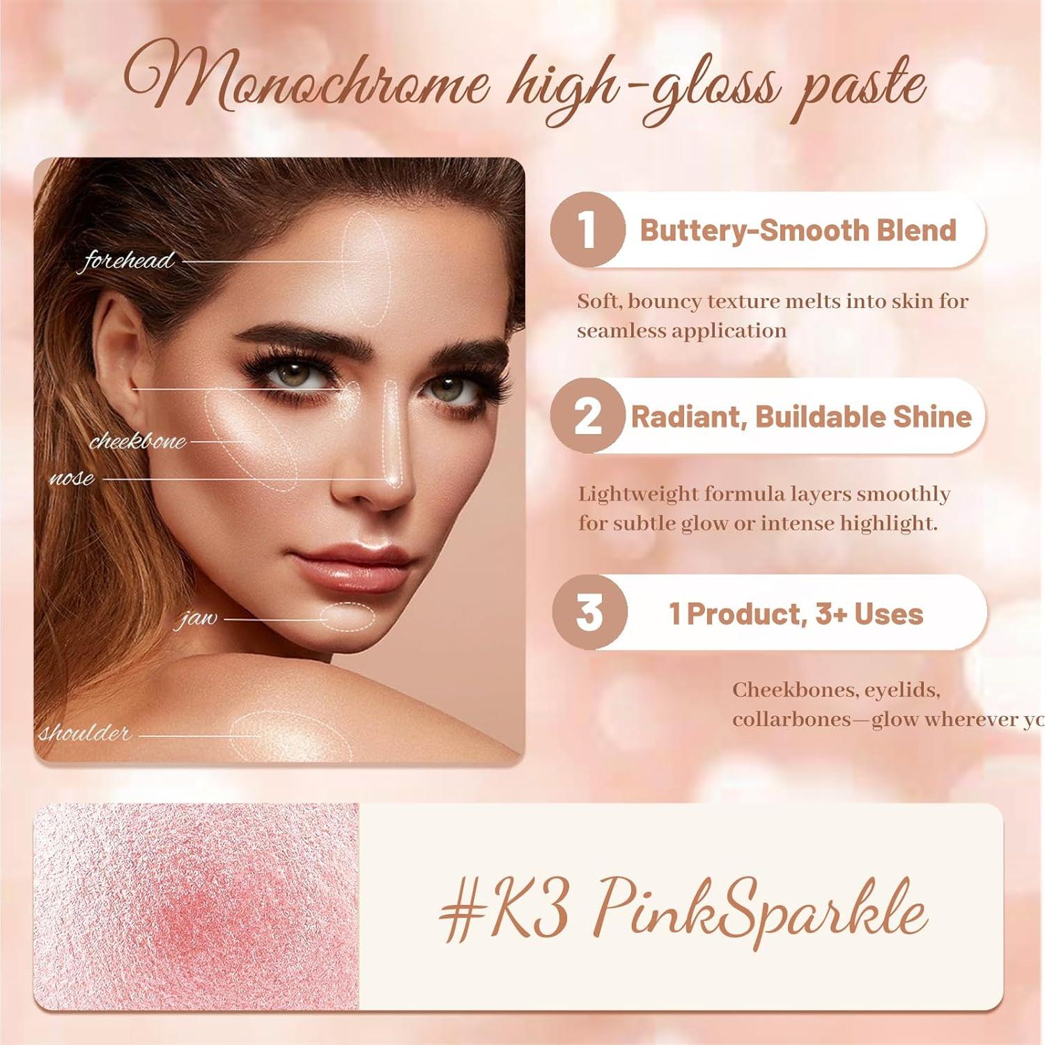 Paleta Iluminadora Brillante YiGuMy K3 PinkSparkle 59g