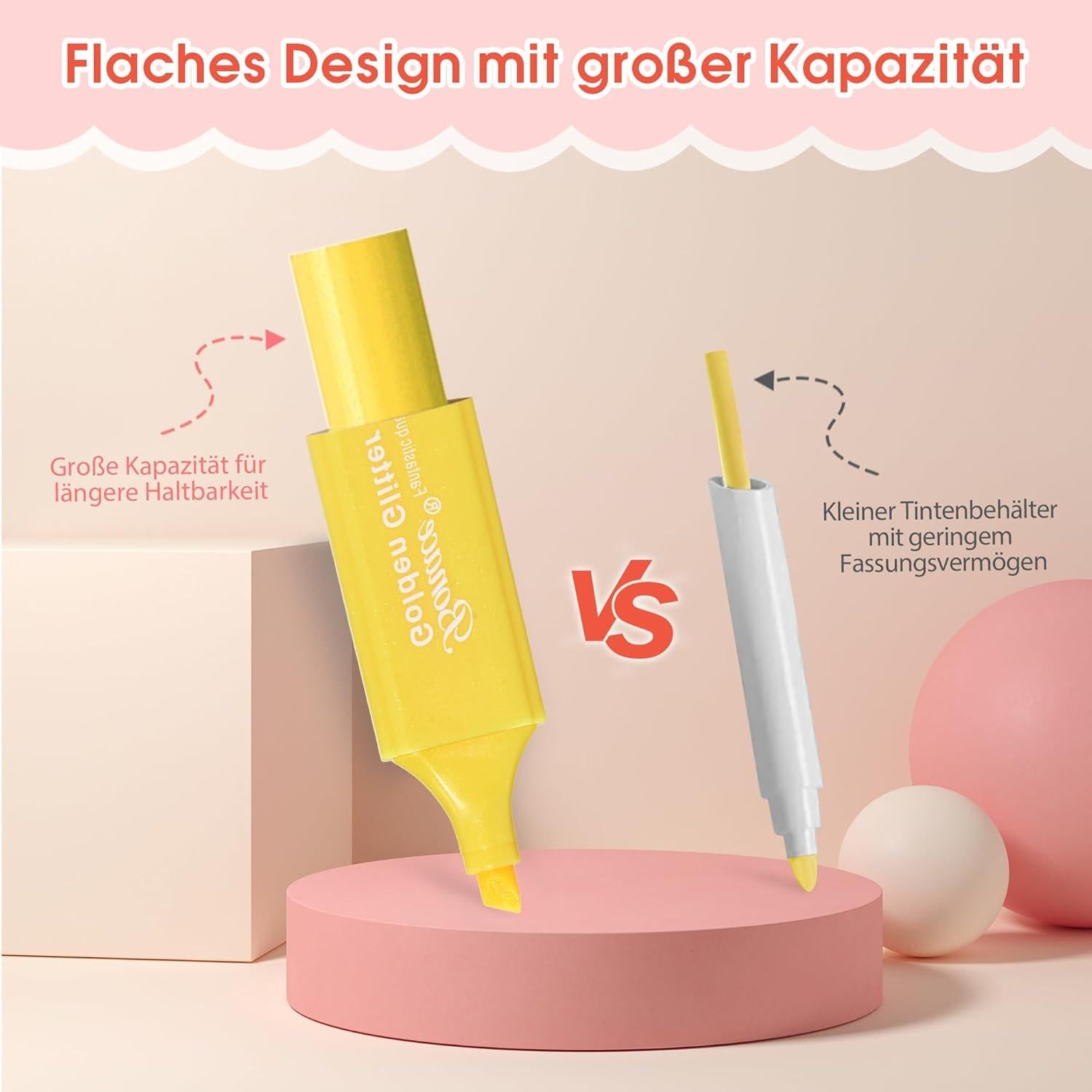 Resaltadores Brillantes Metálicos BONACE - Paquete de 24 Colores