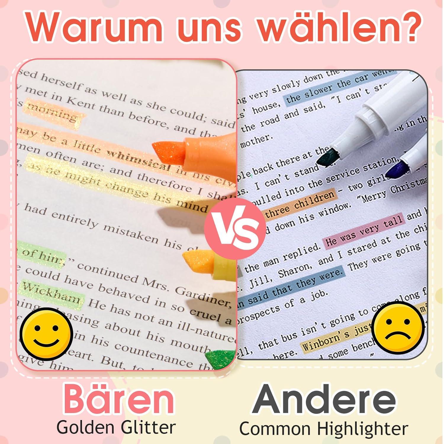 Resaltadores Brillantes Metálicos BONACE - Paquete de 24 Colores