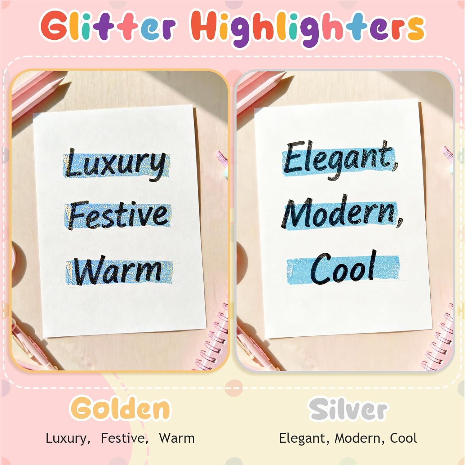 Resaltadores Brillantes Metálicos BONACE - Paquete de 24 Colores