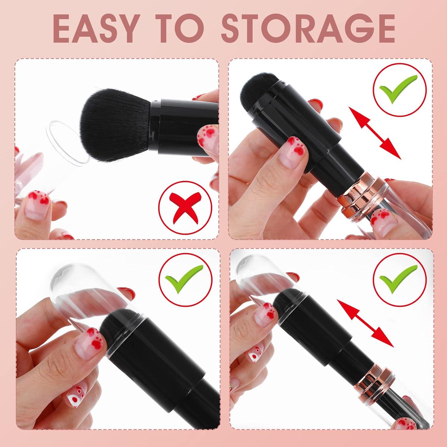 Set de Brochas de Maquillaje Portátil Molain 4 en 1 Negro