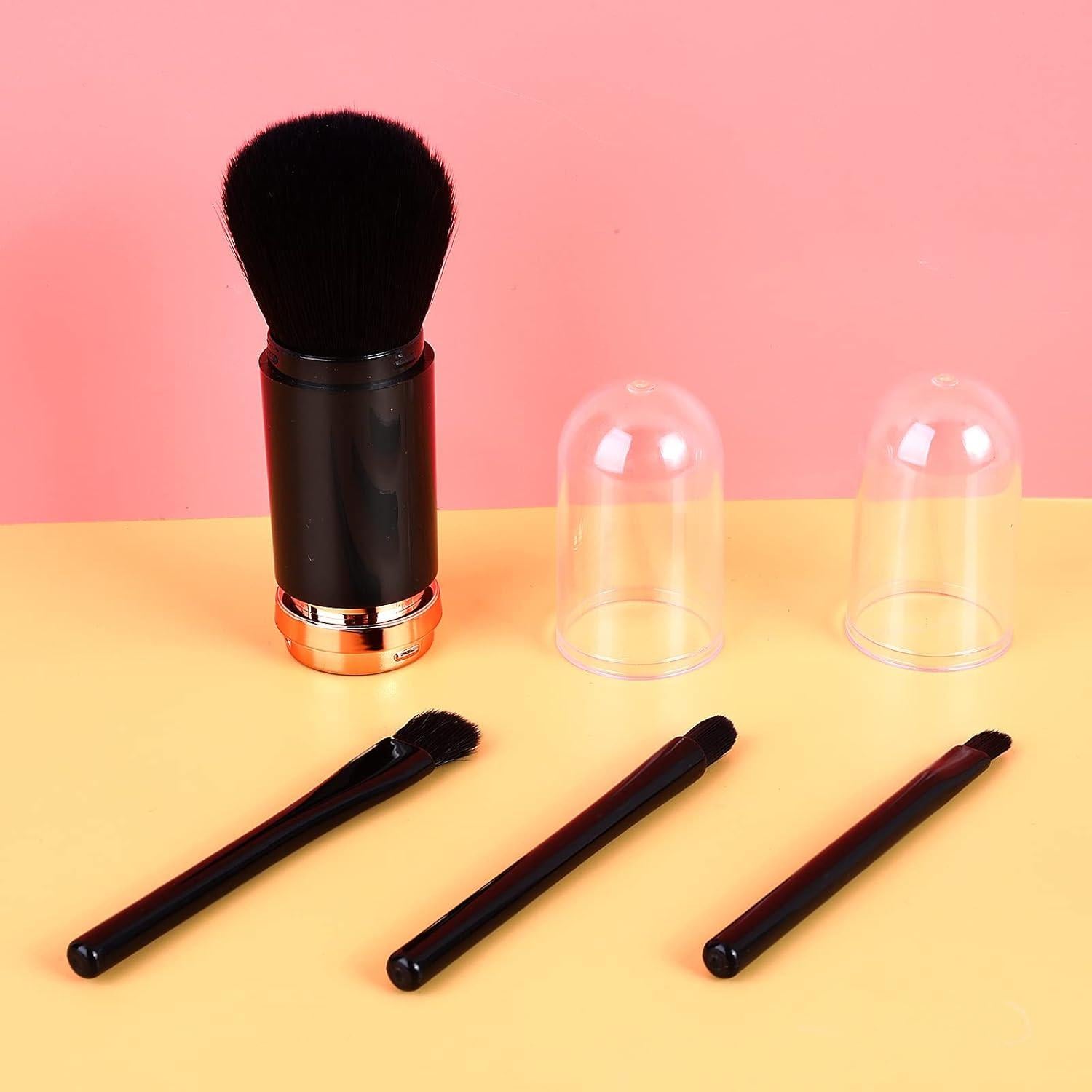Set de Brochas de Maquillaje Portátil Molain 4 en 1 Negro