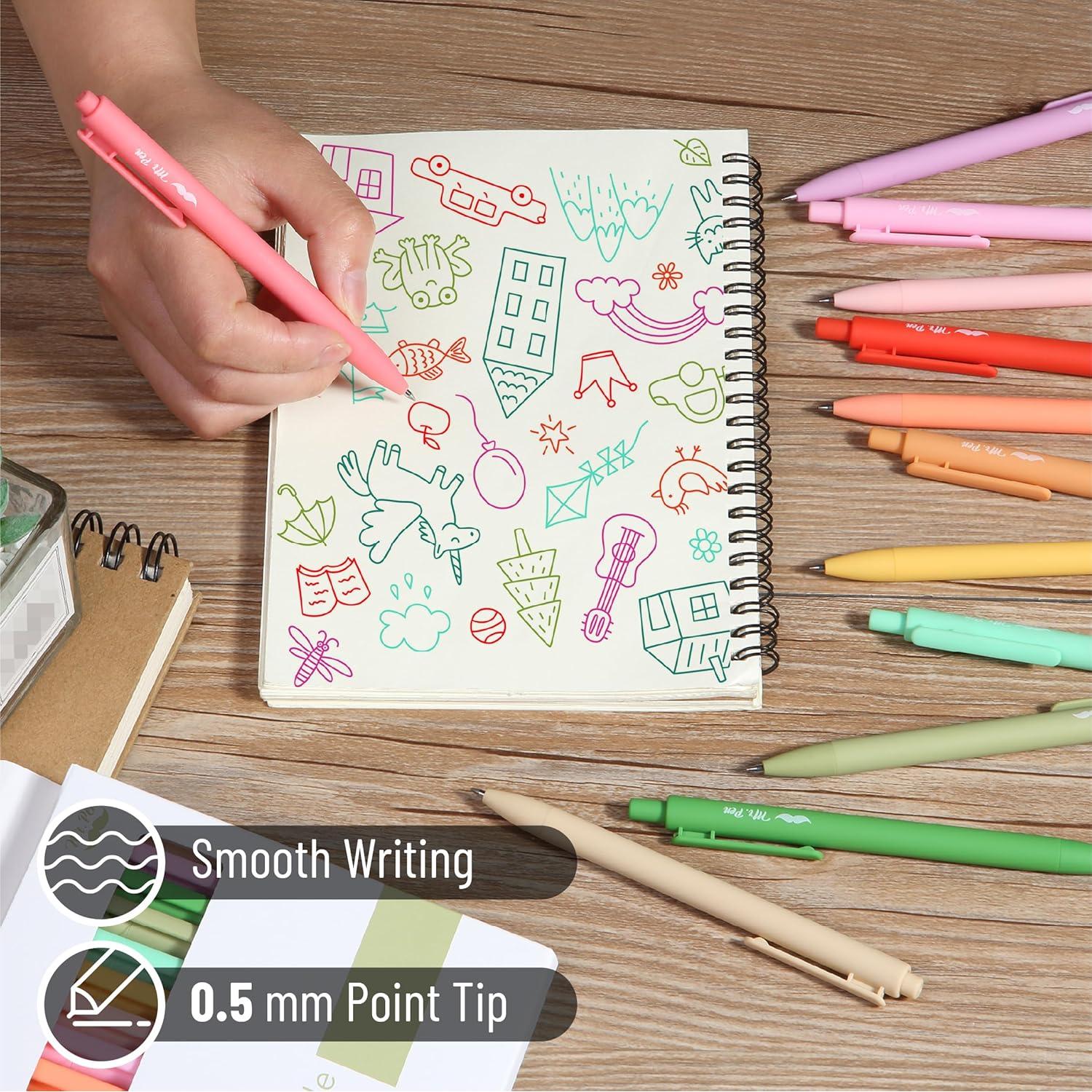 Bolígrafos de Gel Retráctiles Mr. Pen, 12 Piezas, Punta Fina 0.5mm