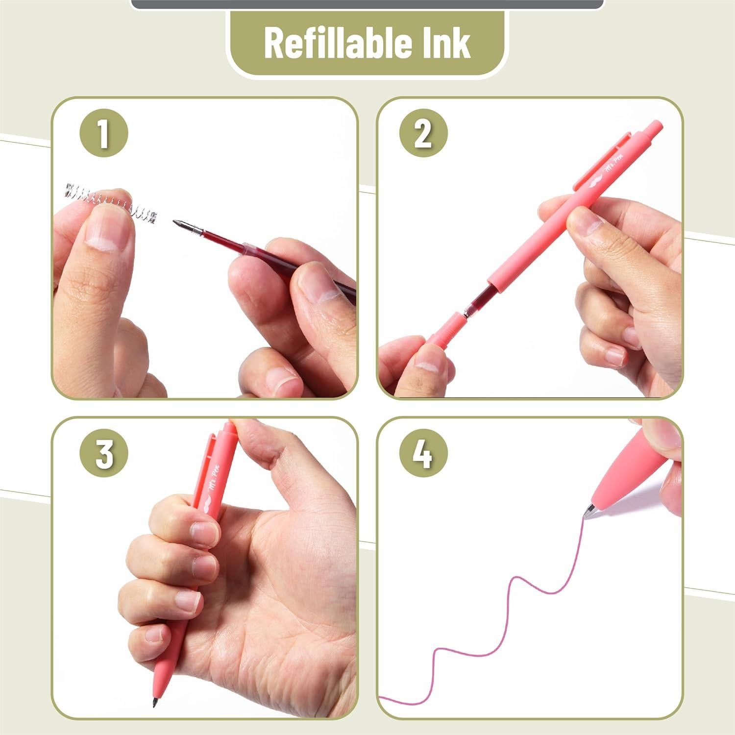 Bolígrafos de Gel Retráctiles Mr. Pen, 12 Piezas, Punta Fina 0.5mm