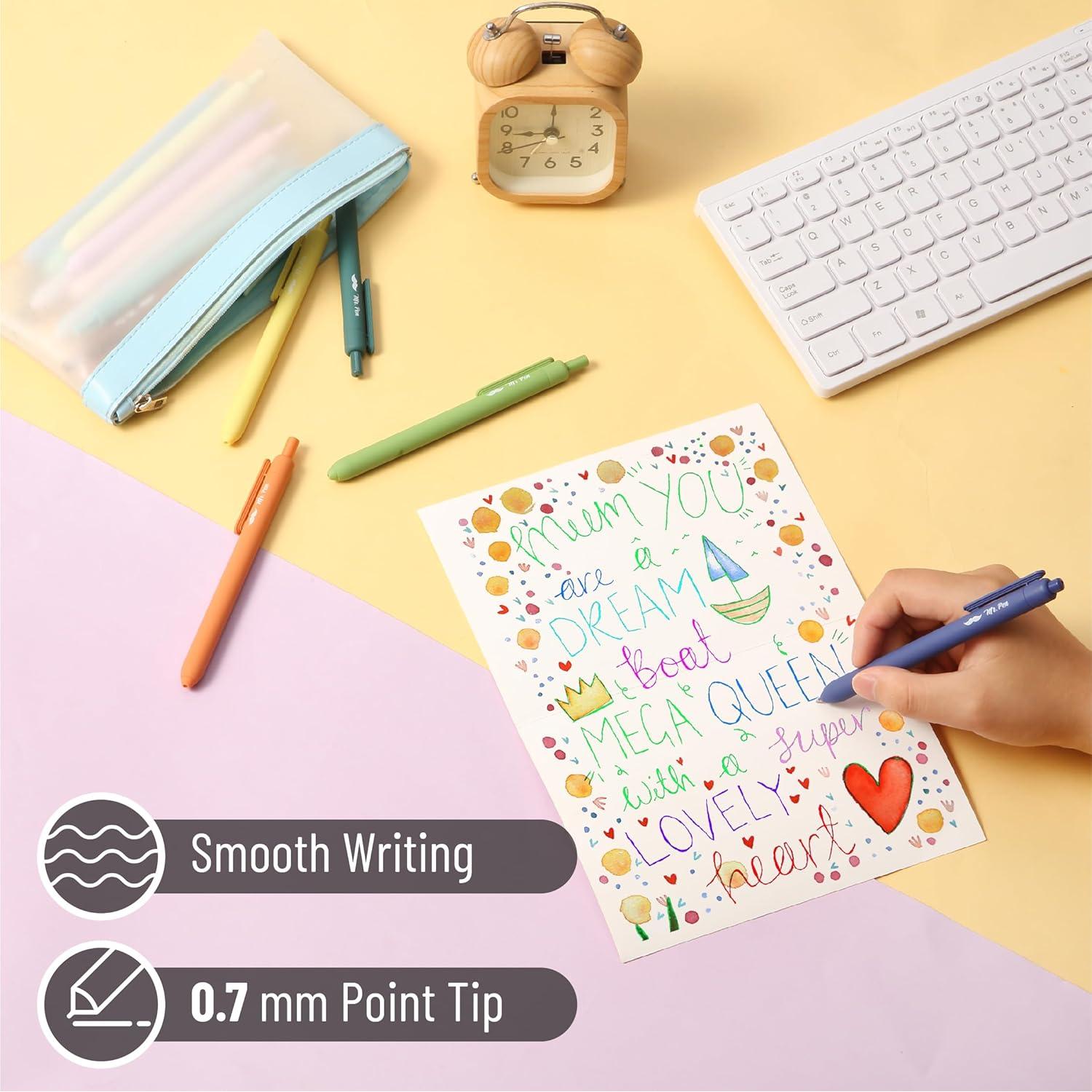 Bolígrafos de Gel Retráctiles Mr. Pen, 22 Colores Pastel, 0.7mm