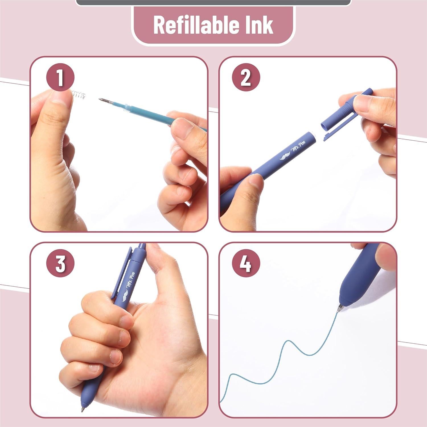 Bolígrafos de Gel Retráctiles Mr. Pen, 22 Colores Pastel, 0.7mm