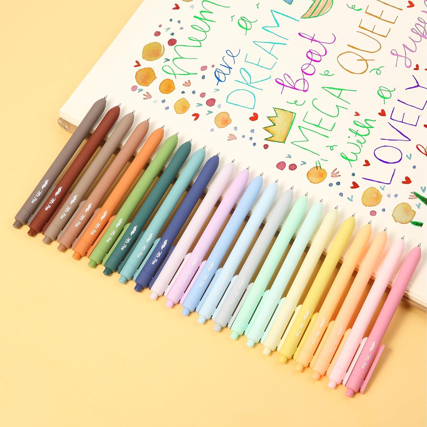 Bolígrafos de Gel Retráctiles Mr. Pen, 22 Colores Pastel, 0.7mm