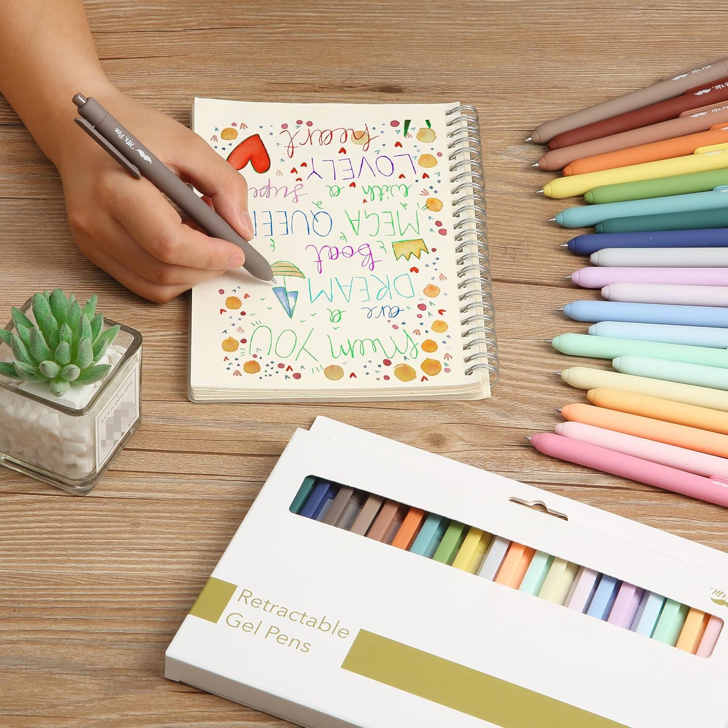 Bolígrafos de Gel Retráctiles Mr. Pen, 22 Colores Pastel, 0.7mm