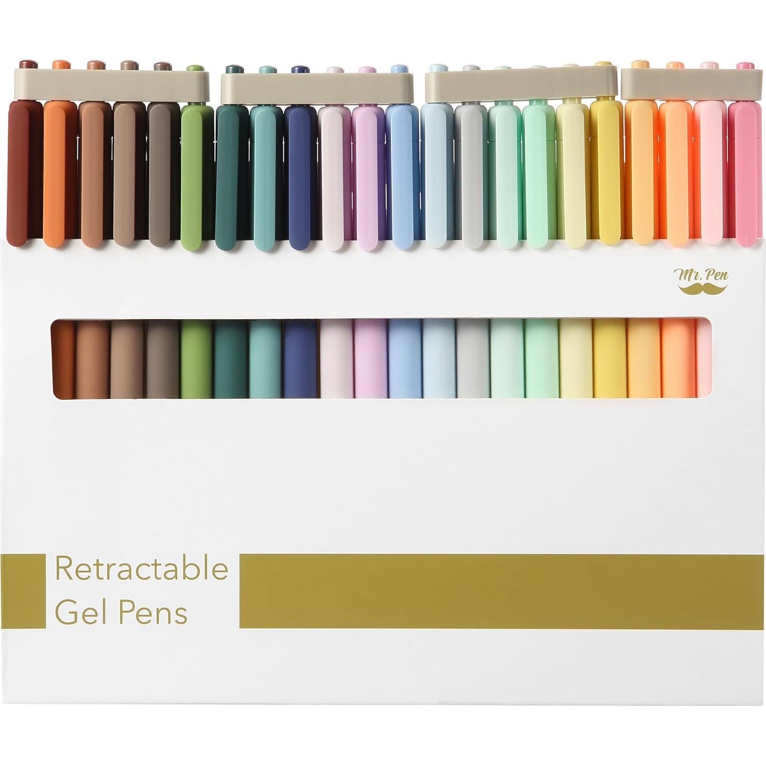 Bolígrafos de Gel Retráctiles Mr. Pen, 22 Colores Pastel, 0.7mm