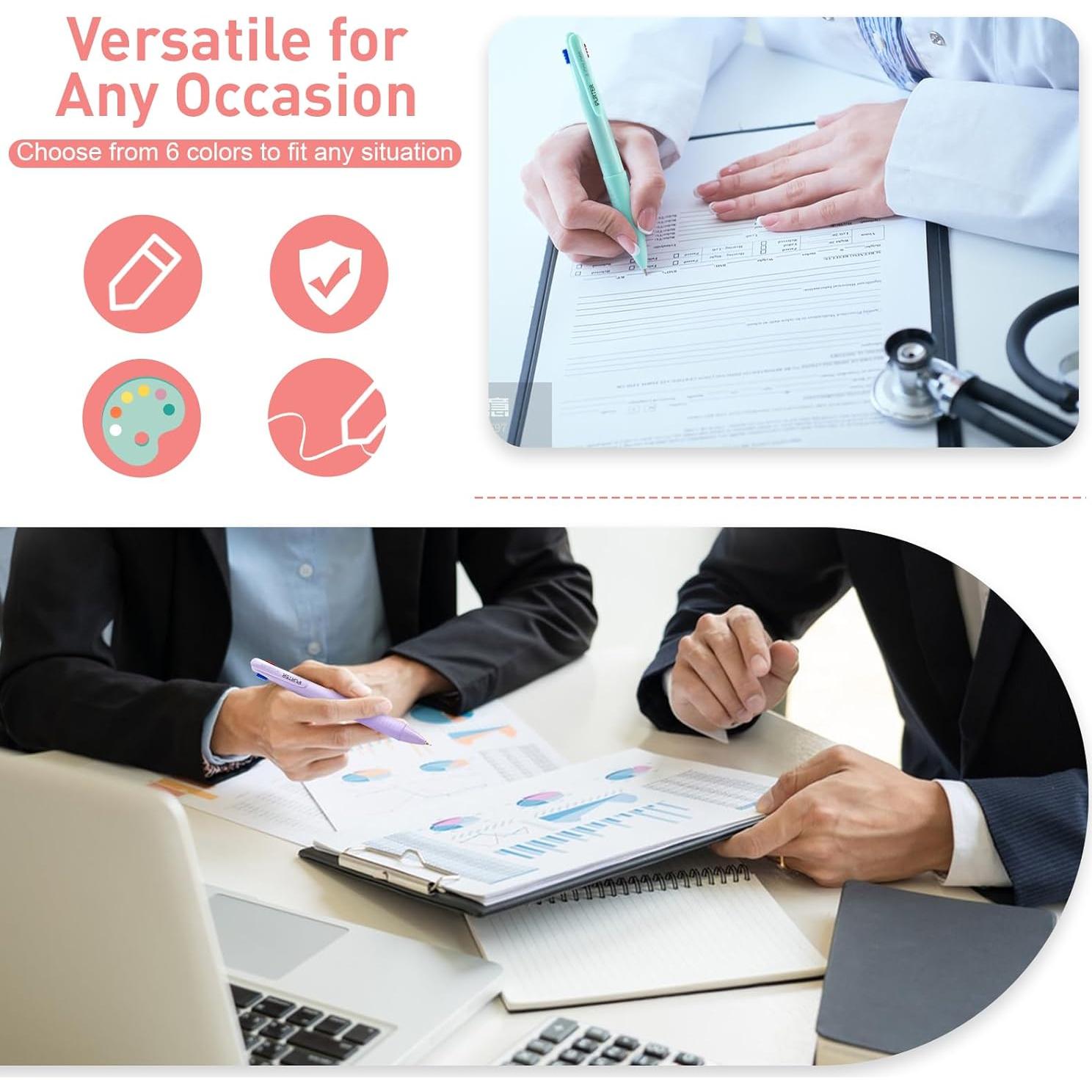 Paquete de 6 bolígrafos de gel IPURTER 4 en 1 multicolor 0.5 mm