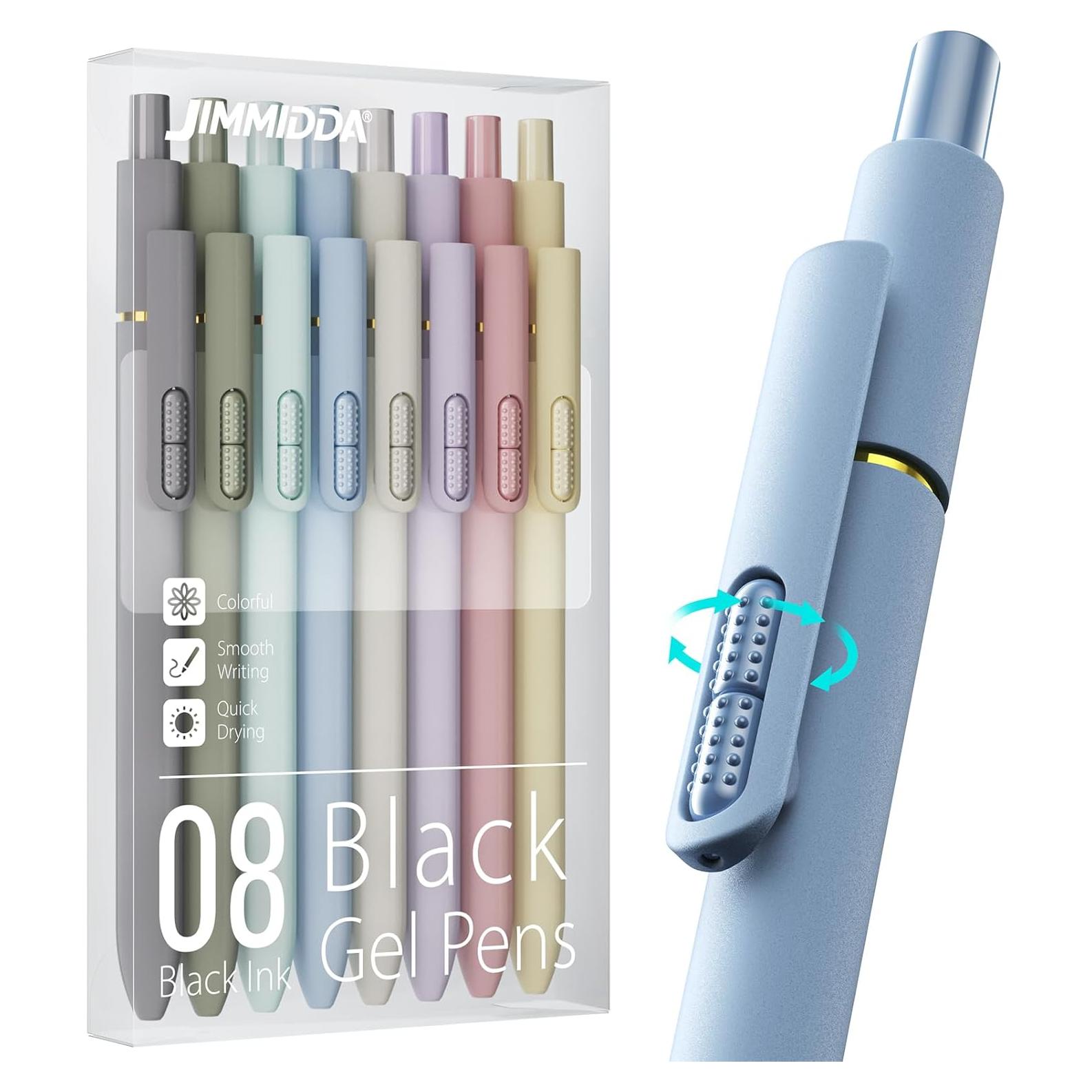 Bolígrafos de Gel JIMMIDDA 0.7mm Tinta Negra 8 Pcs Morandi