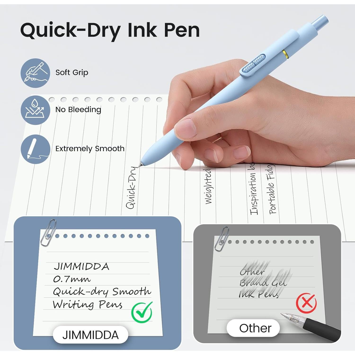 Bolígrafos de Gel JIMMIDDA 0.7mm Tinta Negra 8 Pcs Morandi