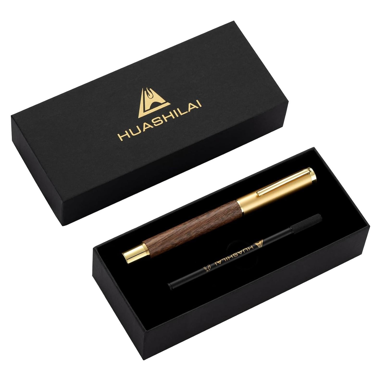 Conjunto de Plumas Rollerball de Madera HUASHILAI - 2 Unidades