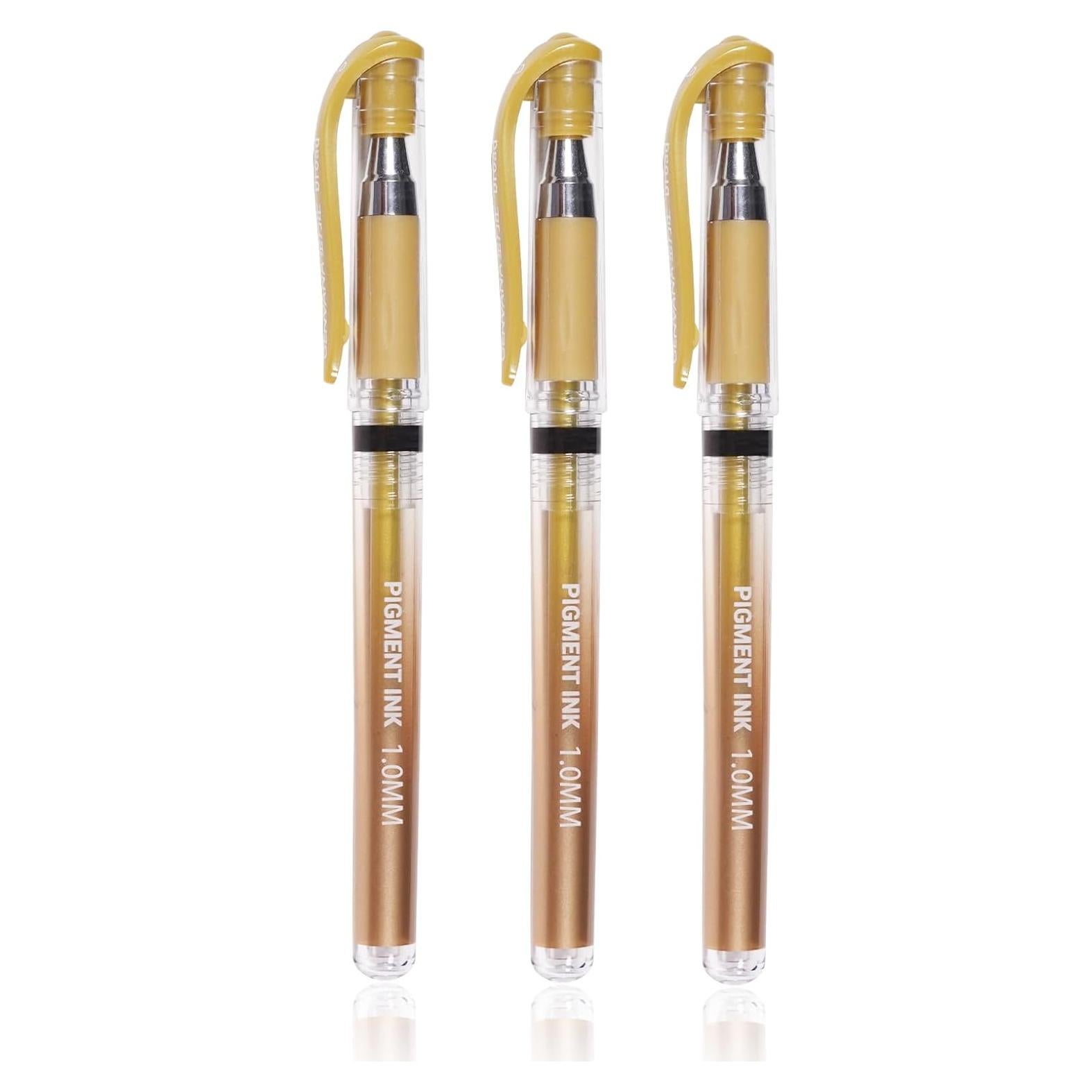 Juego de 3 bolígrafos de gel dorados IOMDRWU 1.0mm