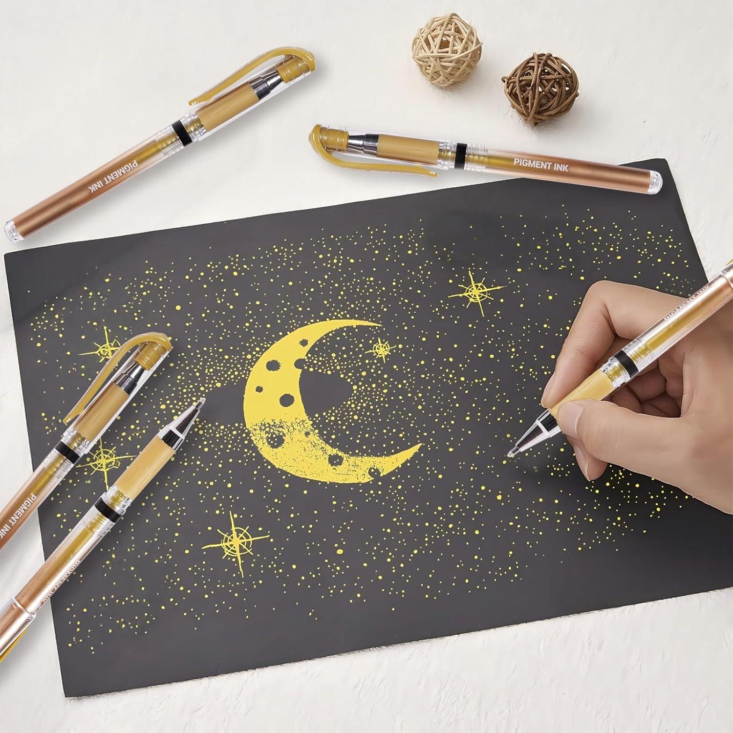 Juego de 3 bolígrafos de gel dorados IOMDRWU 1.0mm